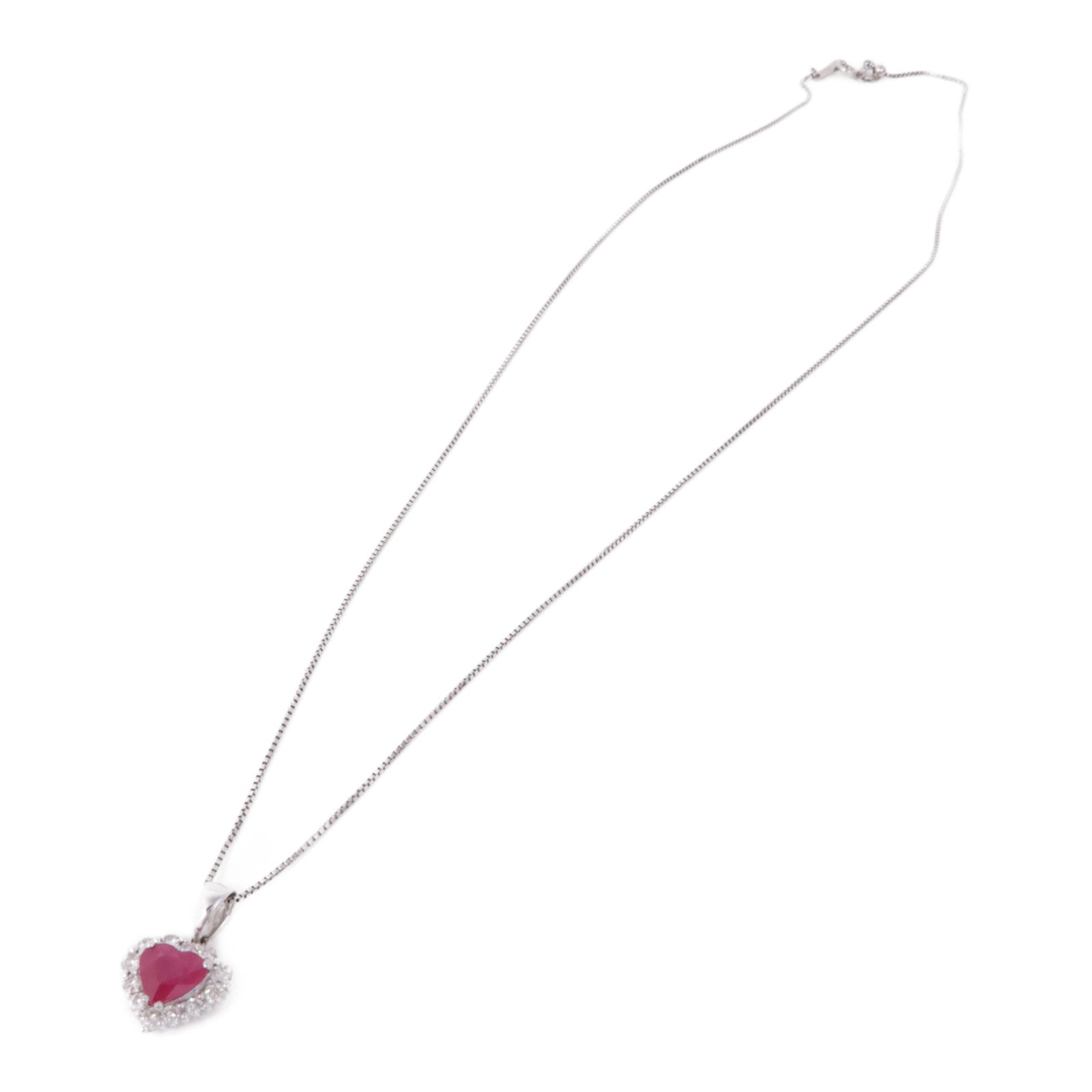 JEWELRY Ruby Diamond Necklace 18K White Gold
