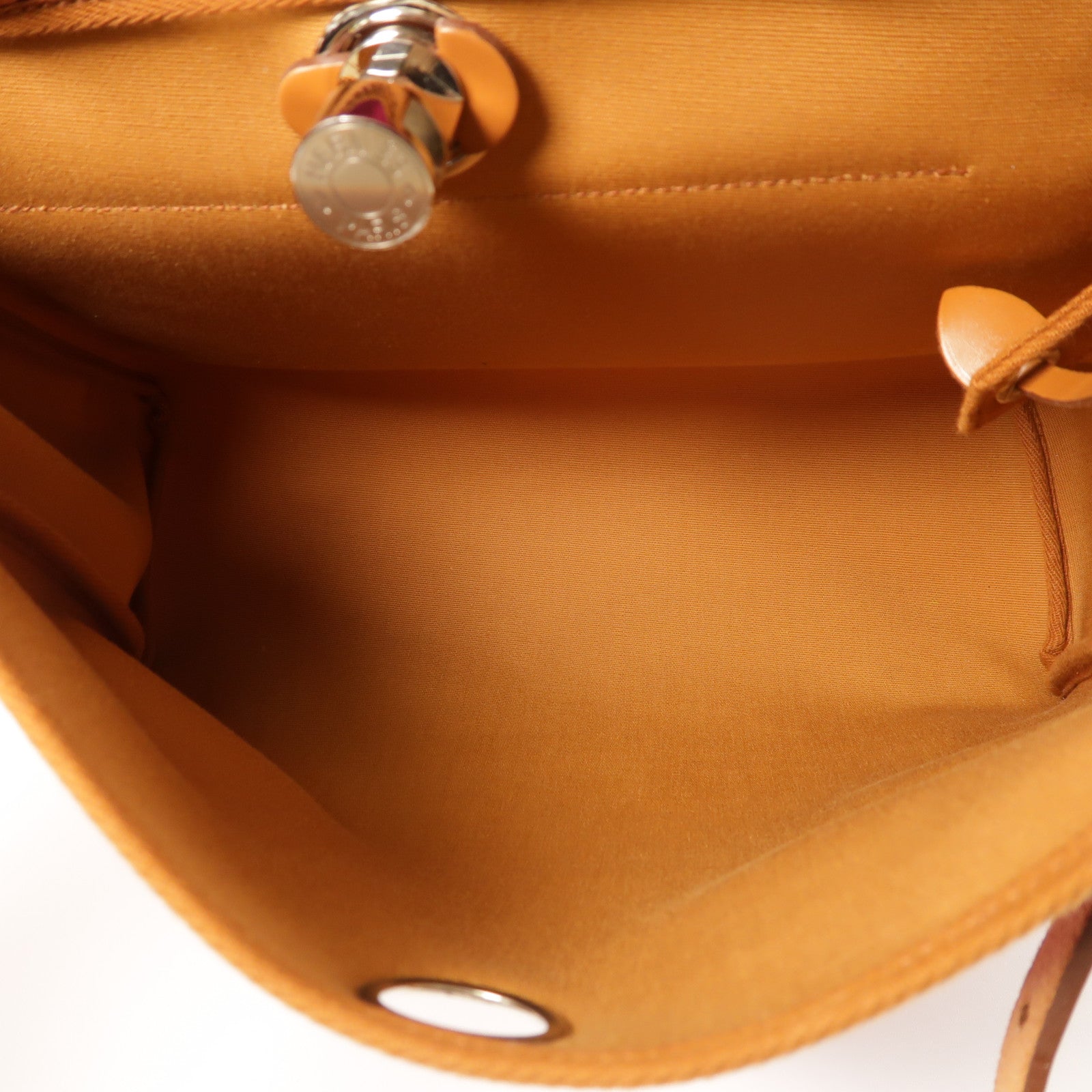 HERMES 帆布Herbag PM銀扣手挽肩背兩用袋Magnolia