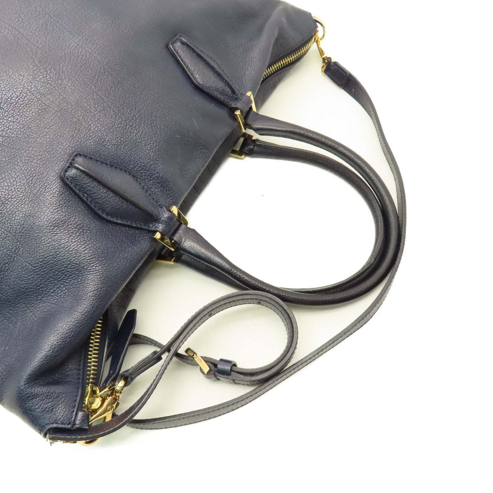 TOD’S 【清倉大減價】牛皮皮革2Way Shoulder Bag手挽肩背兩用袋寶藍色
