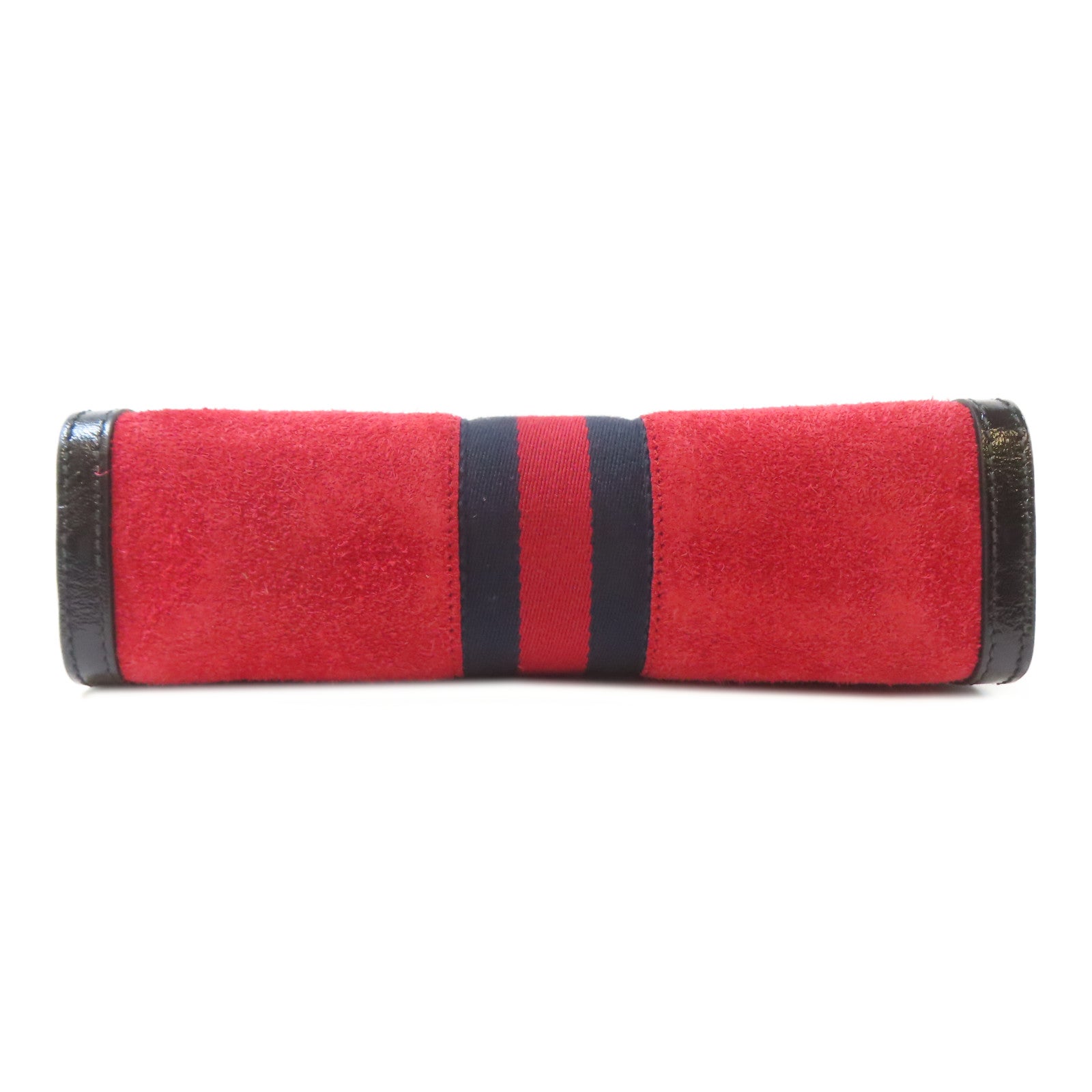 GUCCI 麂皮皮革Ophidia金扣鏈帶肩背袋紅色/黑色