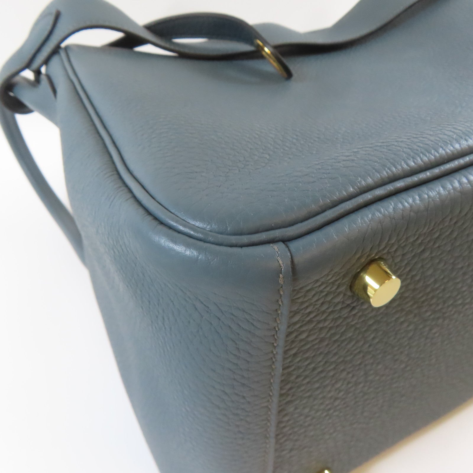 HERMES 牛皮皮革Lindy 30金扣手提斜背2way包藍色