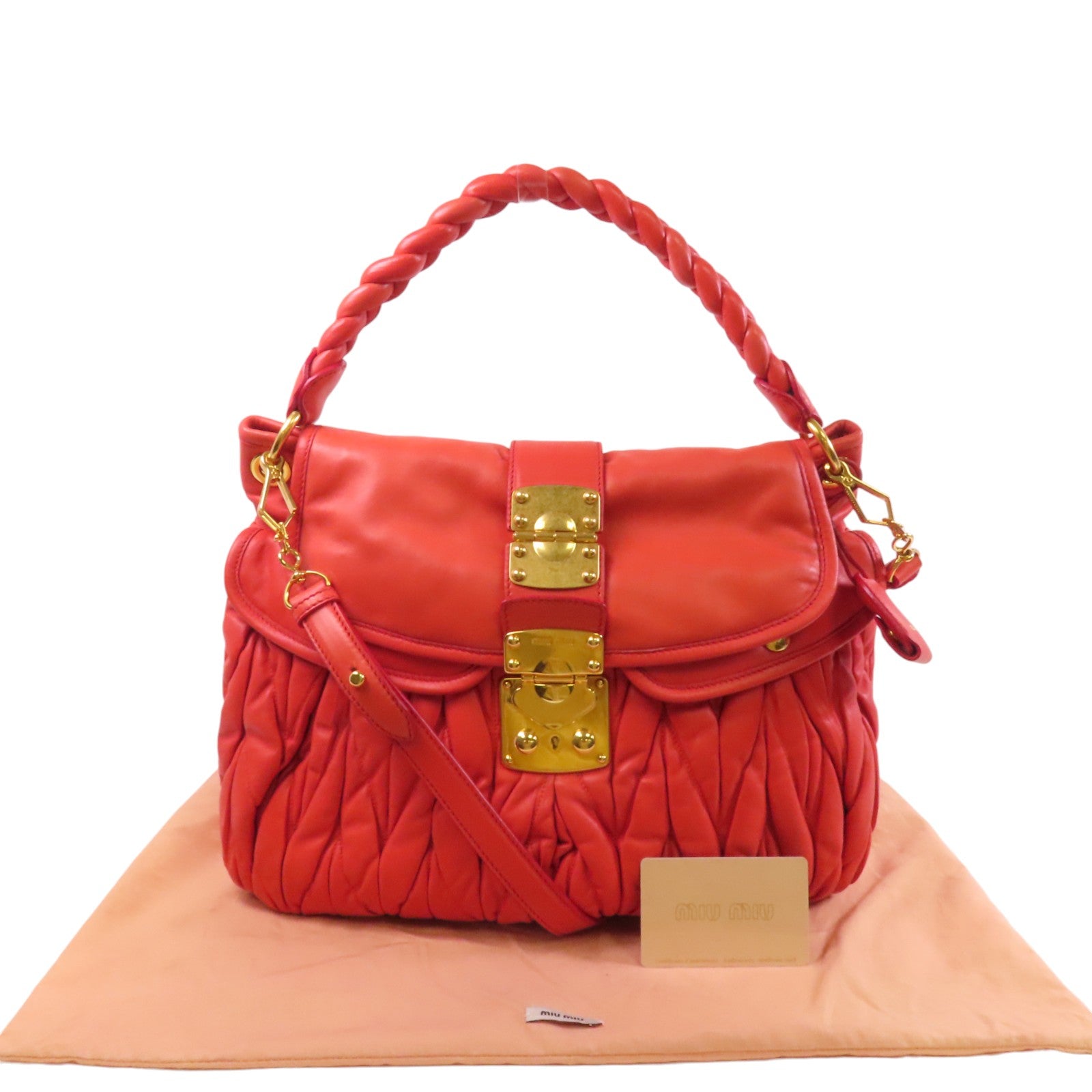 Miu Miu 牛皮皮革2Way Shoulder Bag金扣手挽肩背兩用袋