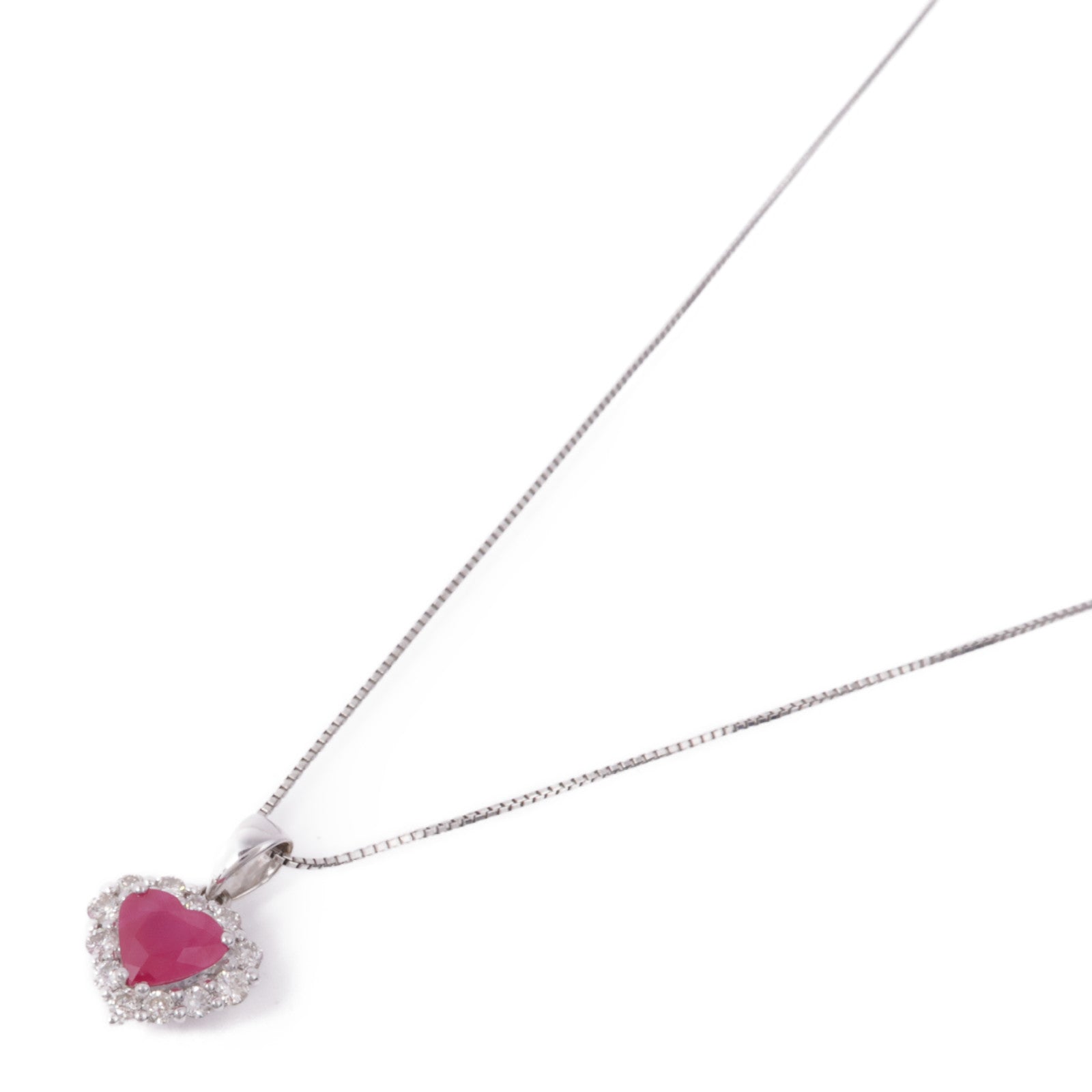 JEWELRY Ruby Diamond Necklace 18K White Gold
