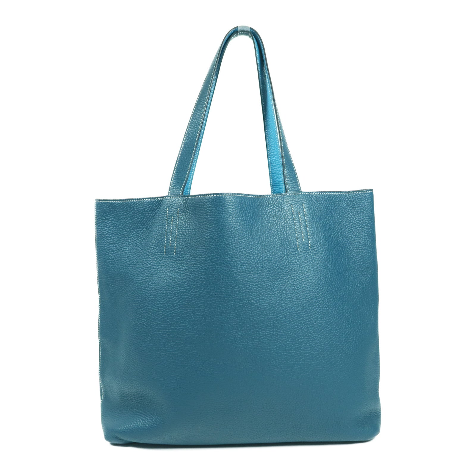 HERMES Double Sens 35 Shoulder Bag Clemence Leather Blue