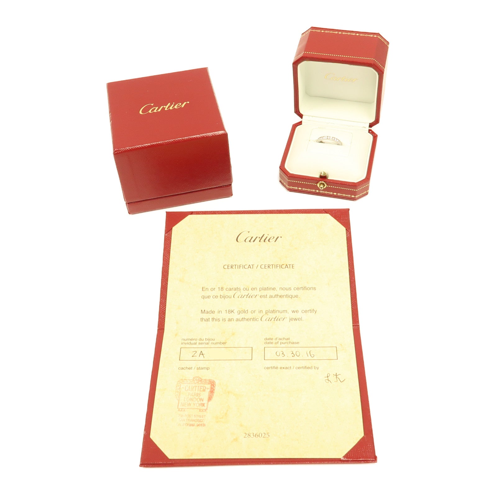 CARTIER PT950鉑金Etincelle De Cartier Ring戒指US#4.5銀色