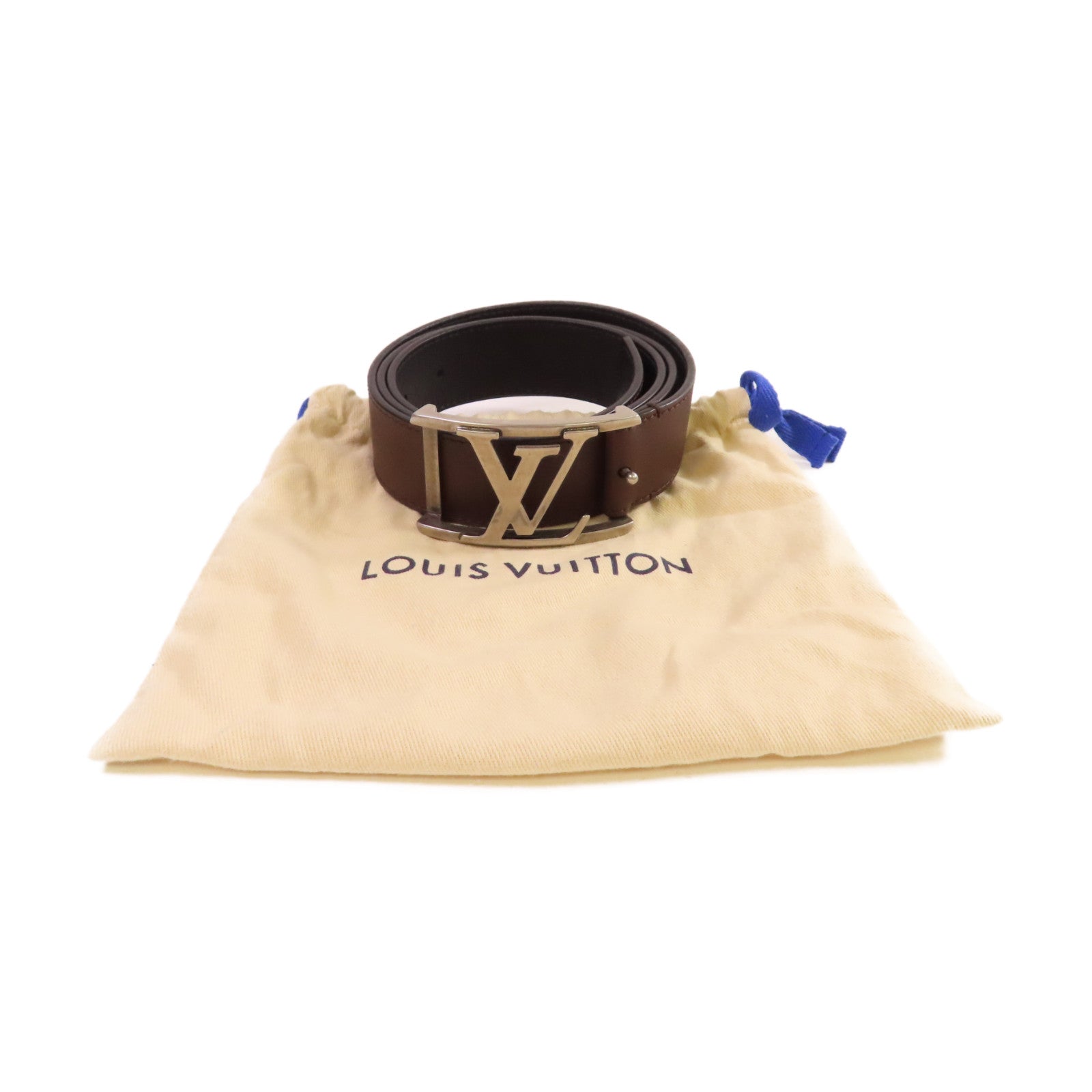 LOUIS VUITTON 【激減優惠】皮革Leather Belt銀扣皮帶啡色/黑色