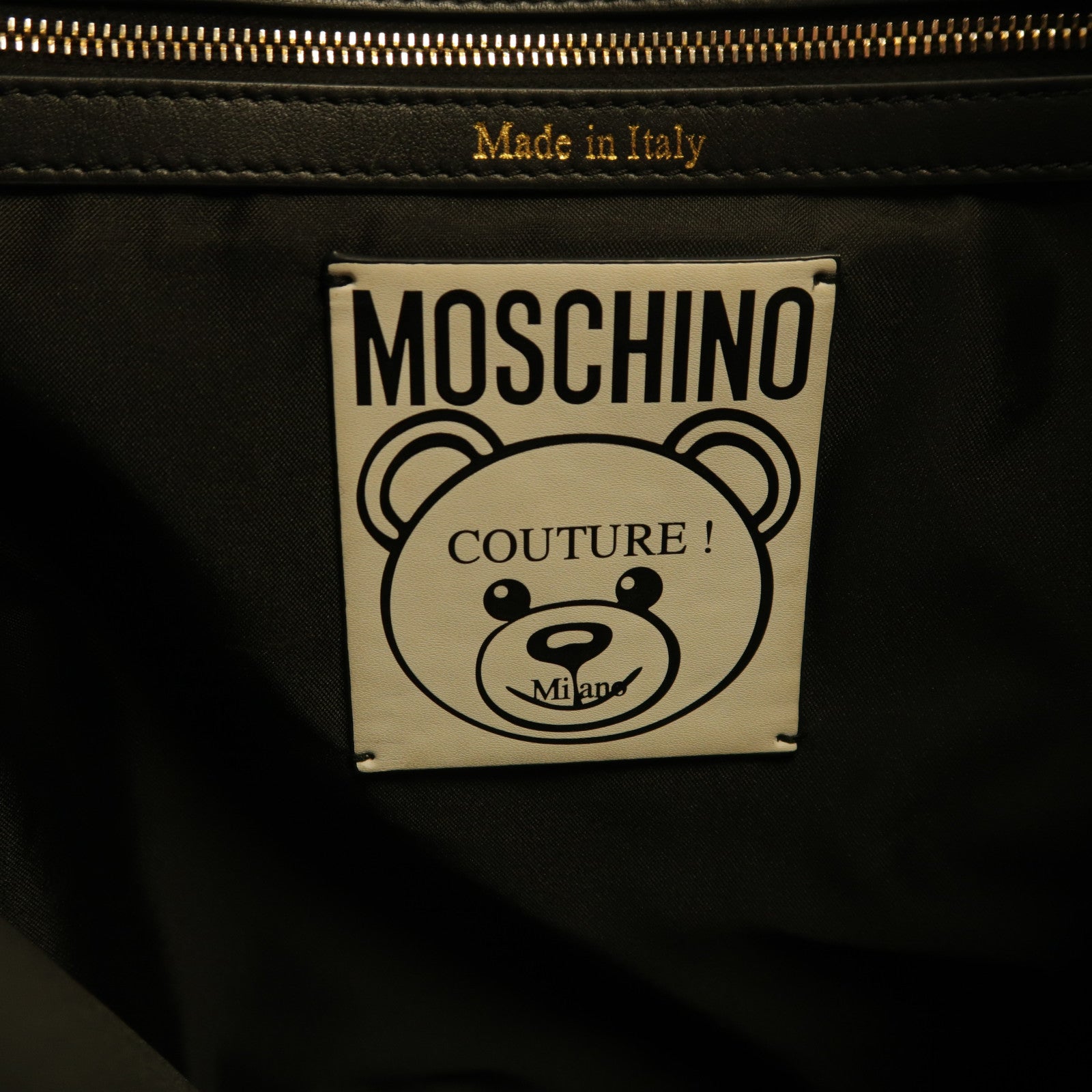 MOSCHINO 牛皮皮革Tote Bag金扣手挽袋黑色