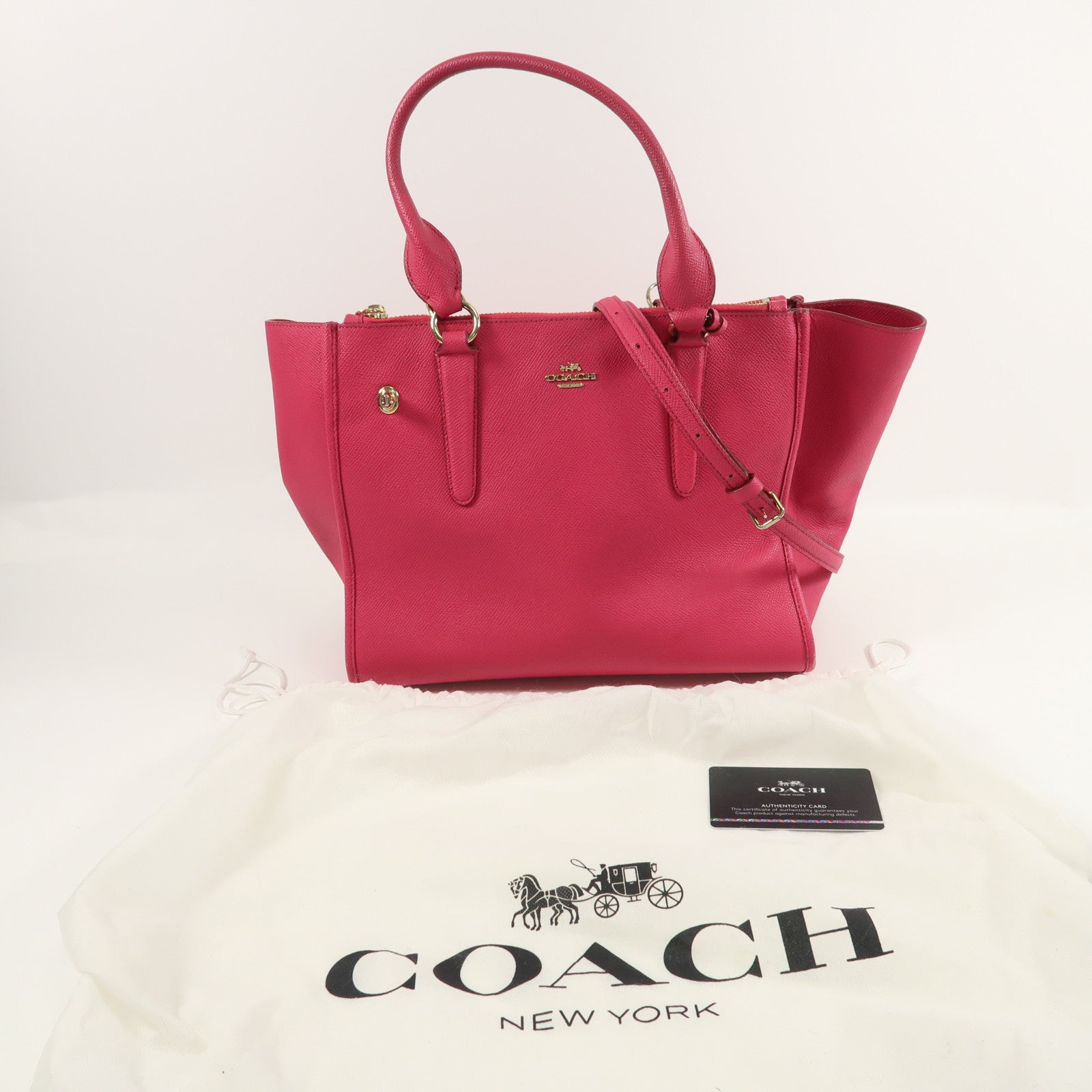COACH 牛皮皮革2 Way Shoulder金扣手挽肩背兩用袋