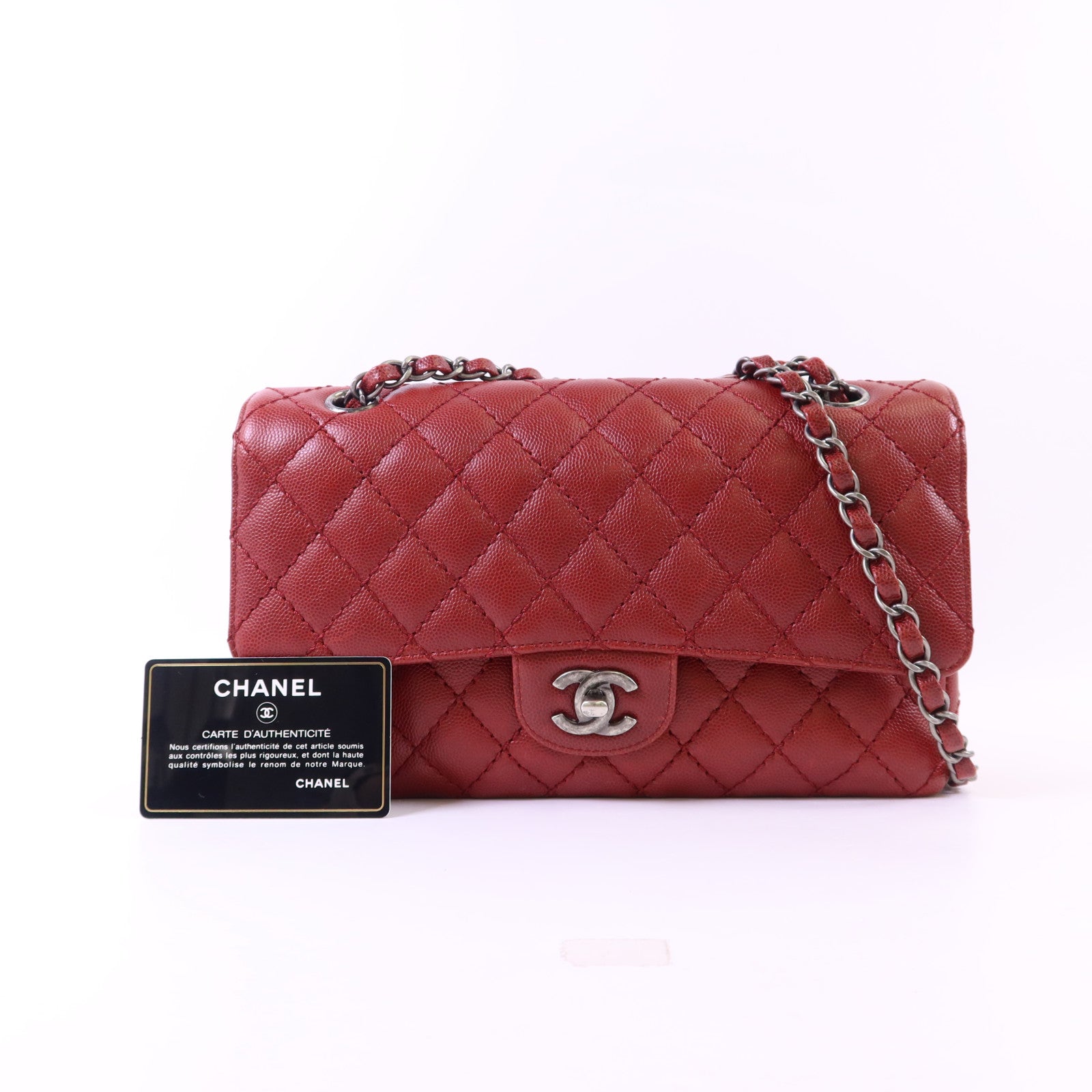 CHANEL 牛皮皮革Classic 25銀扣鏈帶肩背袋