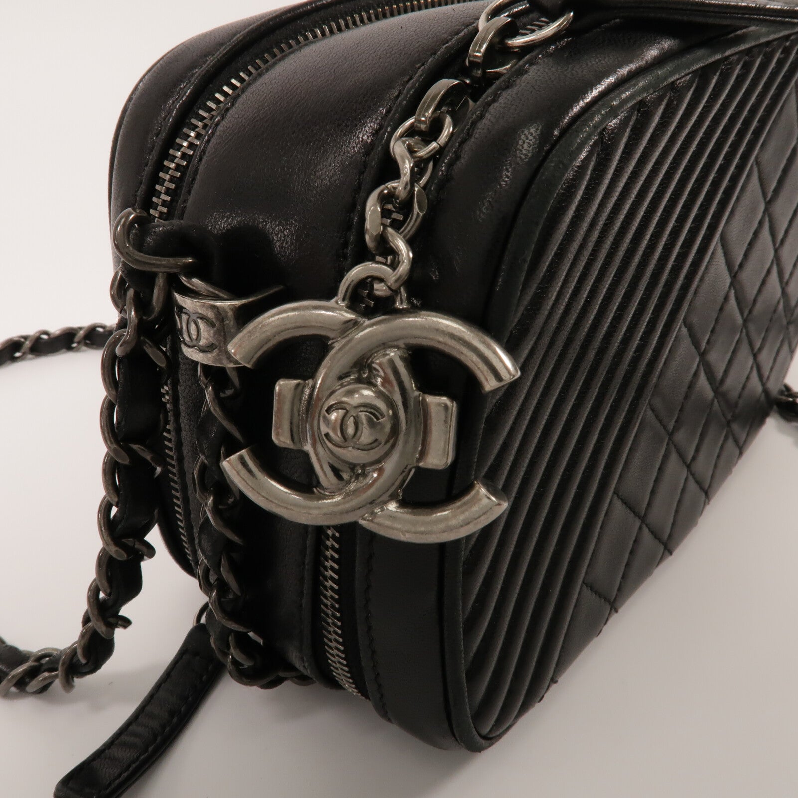 CHANEL 牛皮皮革Coco Boy Camera Bag鏈帶肩背袋