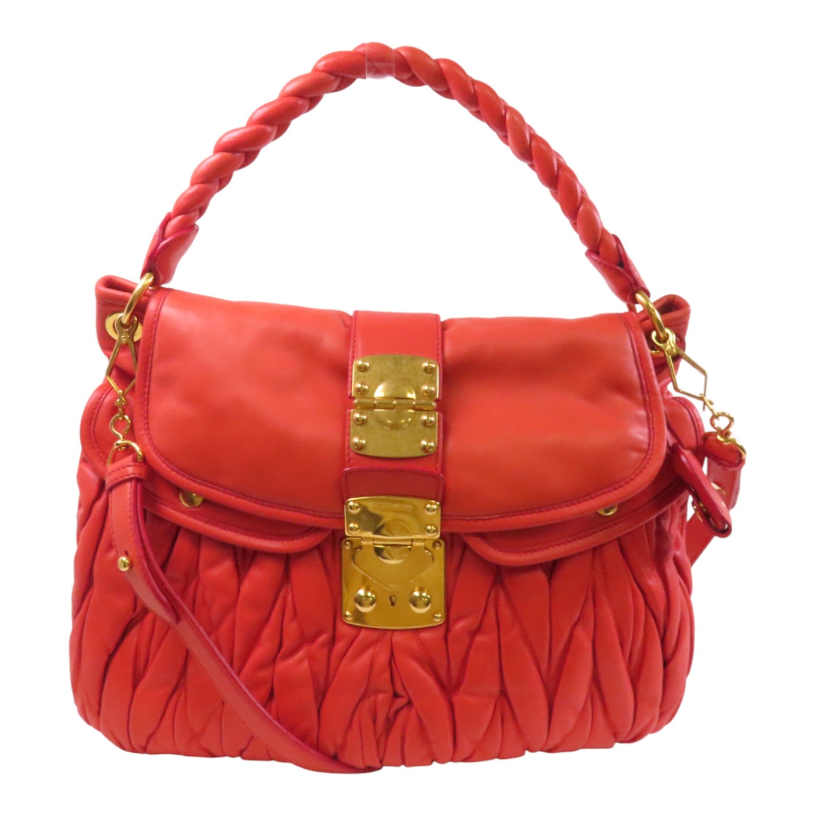 Miu Miu 牛皮皮革2Way Shoulder Bag金扣手挽肩背兩用袋