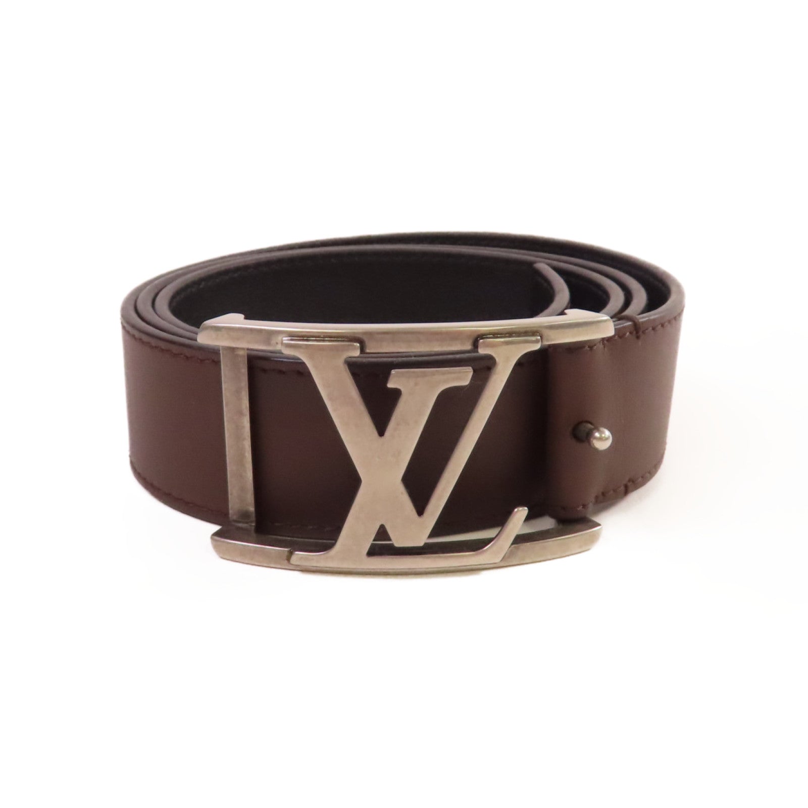 LOUIS VUITTON 【激減優惠】皮革Leather Belt銀扣皮帶啡色/黑色