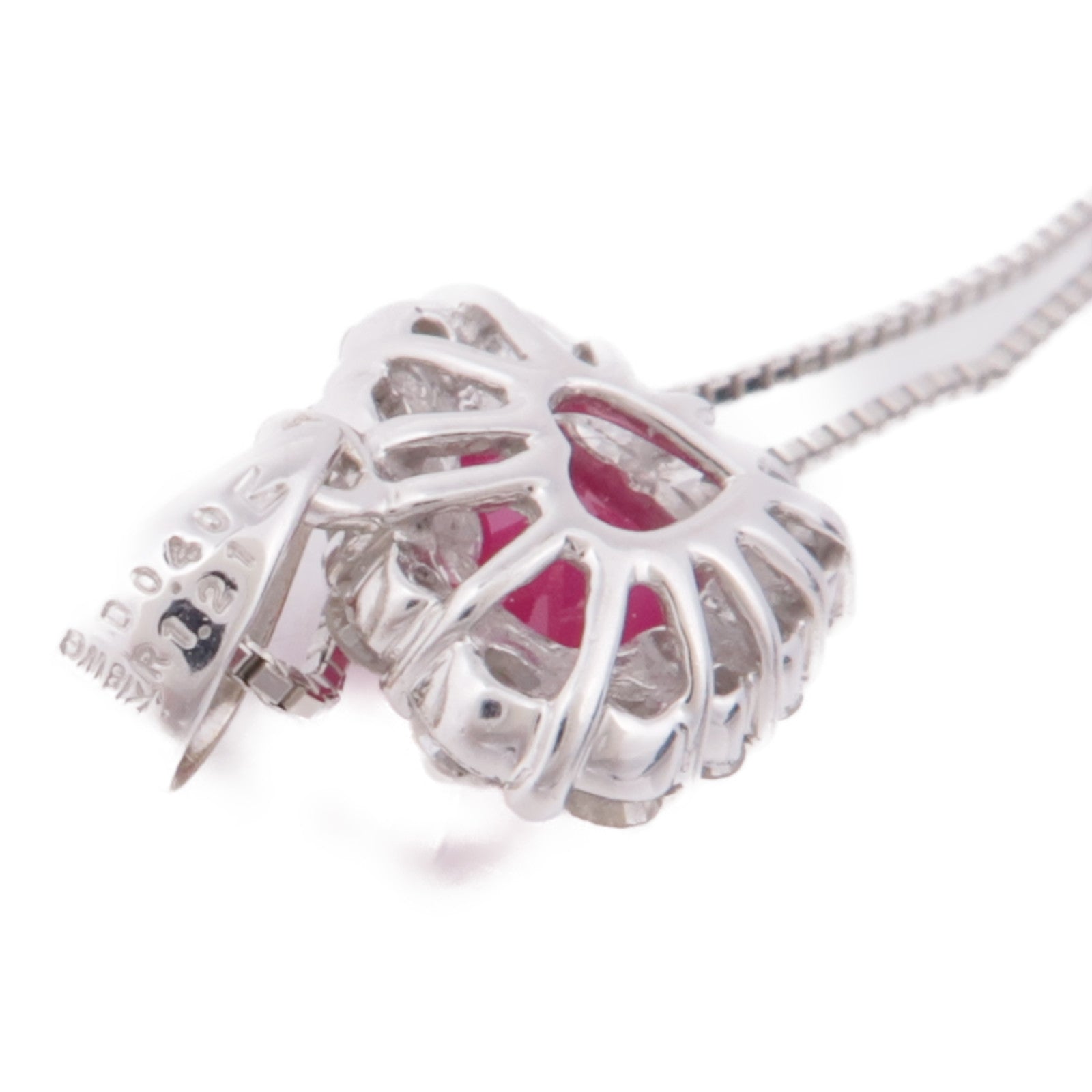 JEWELRY Ruby Diamond Necklace 18K White Gold