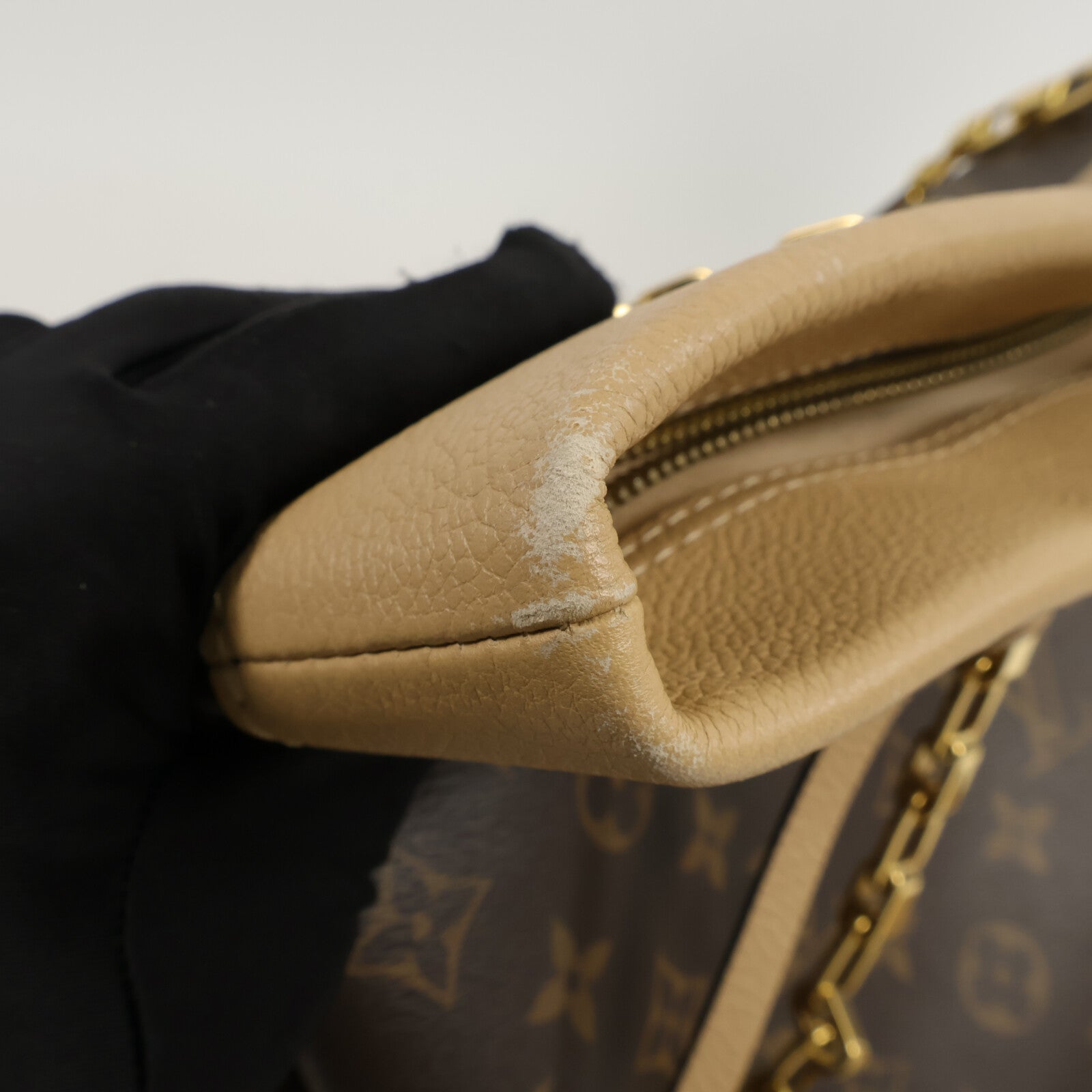 LOUIS VUITTON 牛皮皮革/Monogram Pallas Shopper鏈帶手挽袋