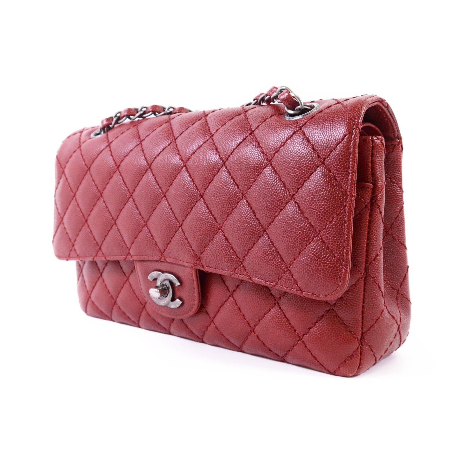 CHANEL 牛皮皮革Classic 25銀扣鏈帶肩背袋