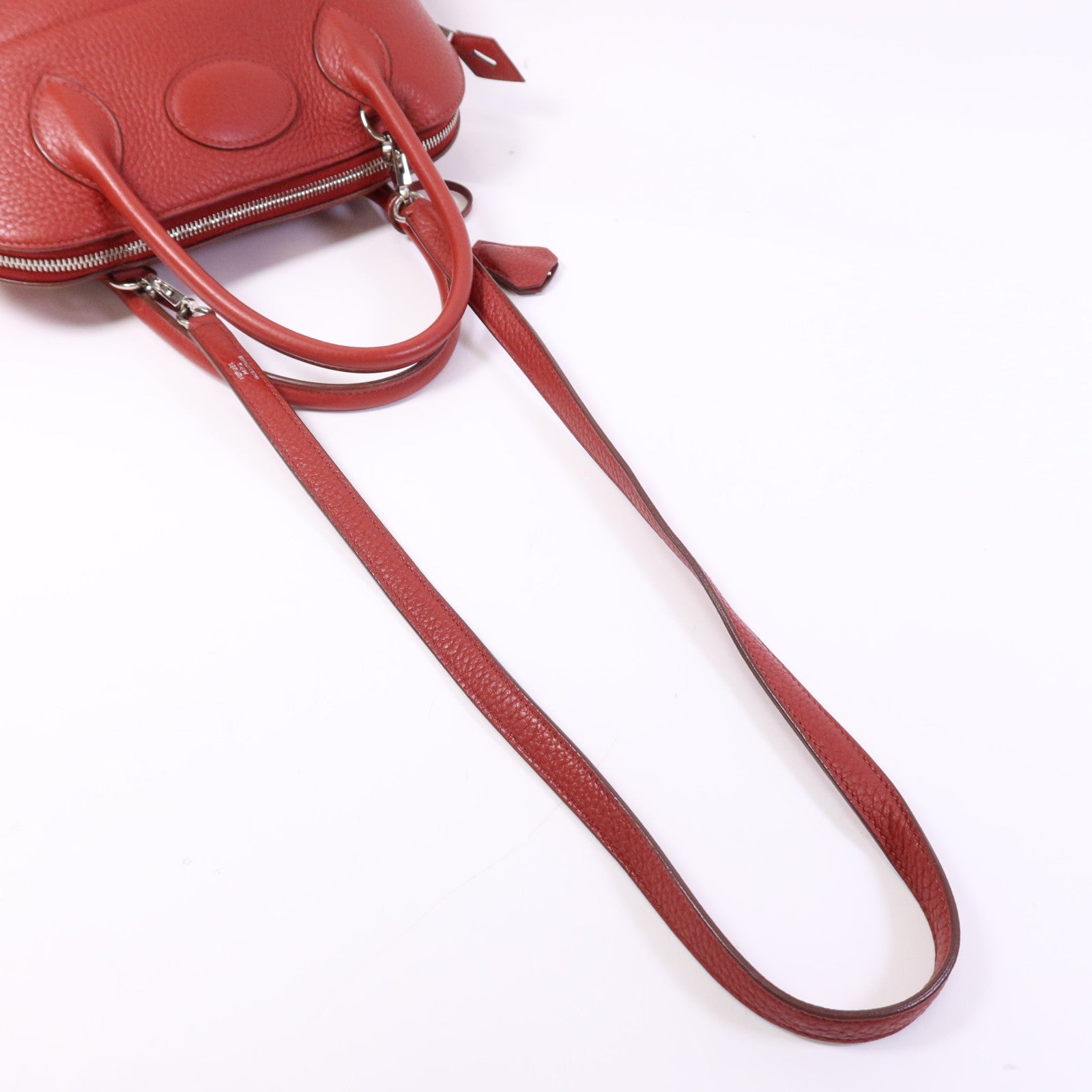 HERMES 【激減優惠】Clemence皮革Bolide 31銀扣手挽肩背兩用袋Rouge Casaque