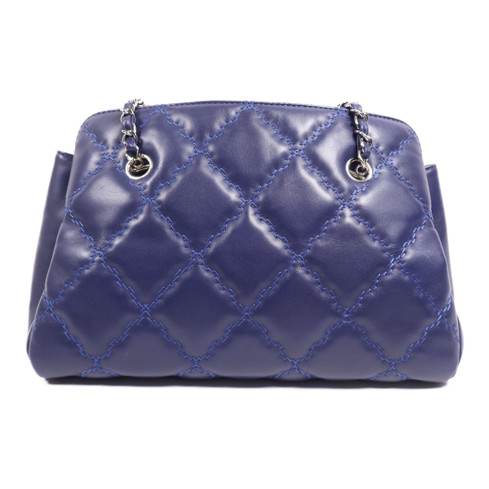 CHANEL 牛皮皮革Shoulder Bag銀扣鏈帶肩背袋