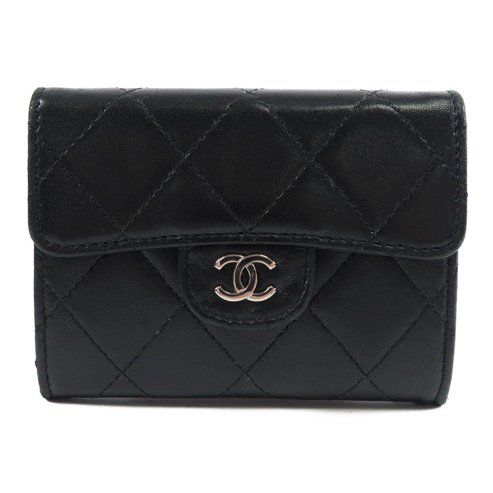 CHANEL 羊皮皮革Card case銀扣卡片套