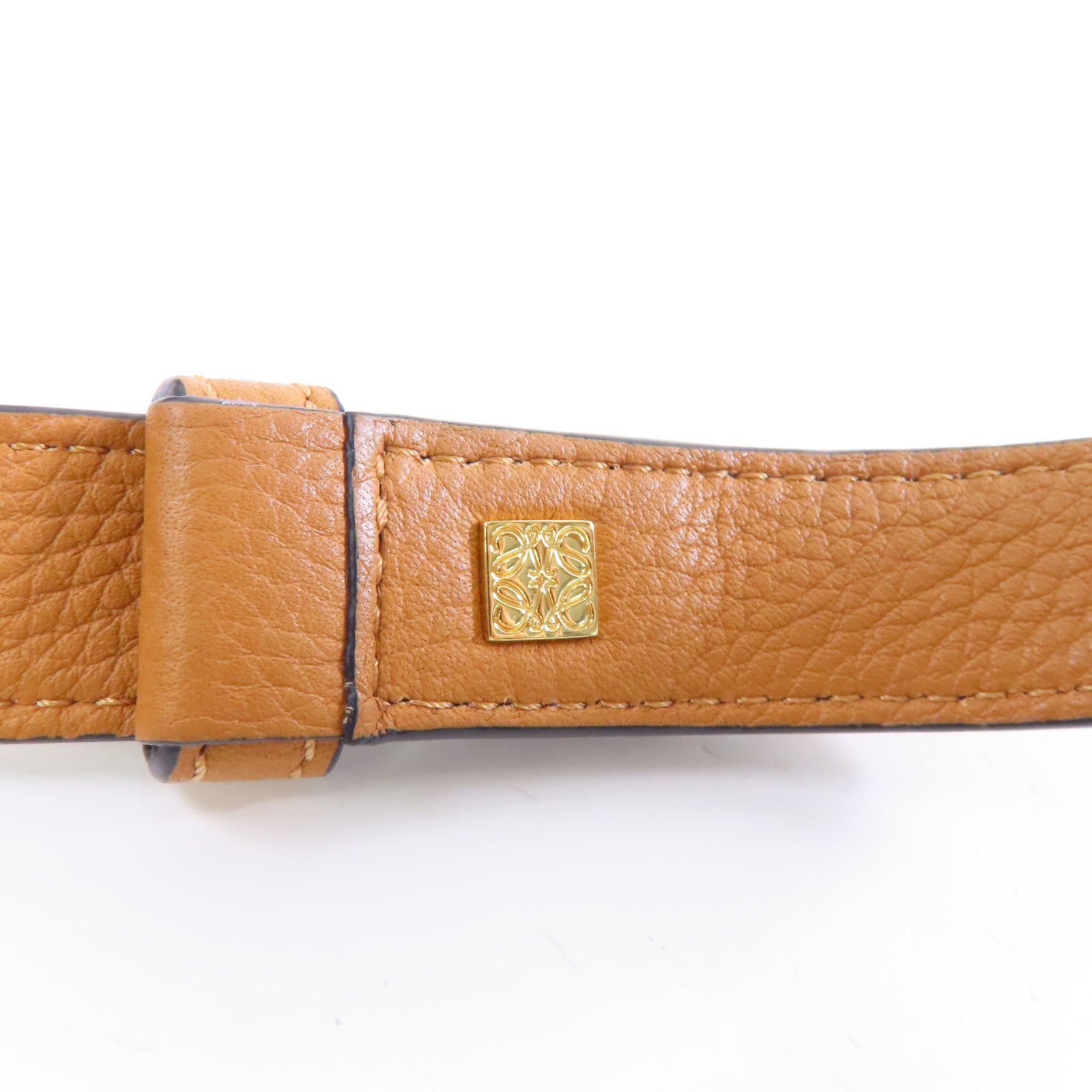 LOEWE 牛皮皮革Puzzle Small金扣手挽肩背兩用袋棕色