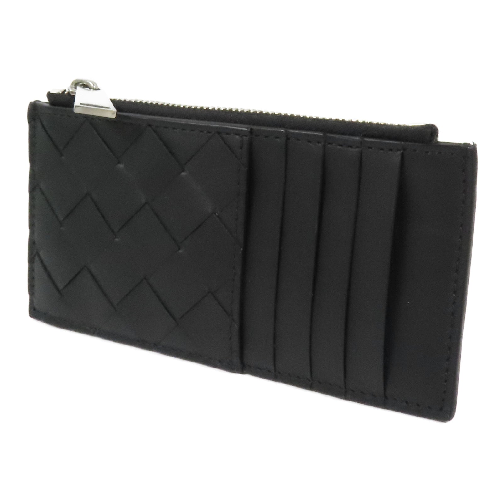 BOTTEGA VENETA 皮革Zip Card Case銀扣卡片套