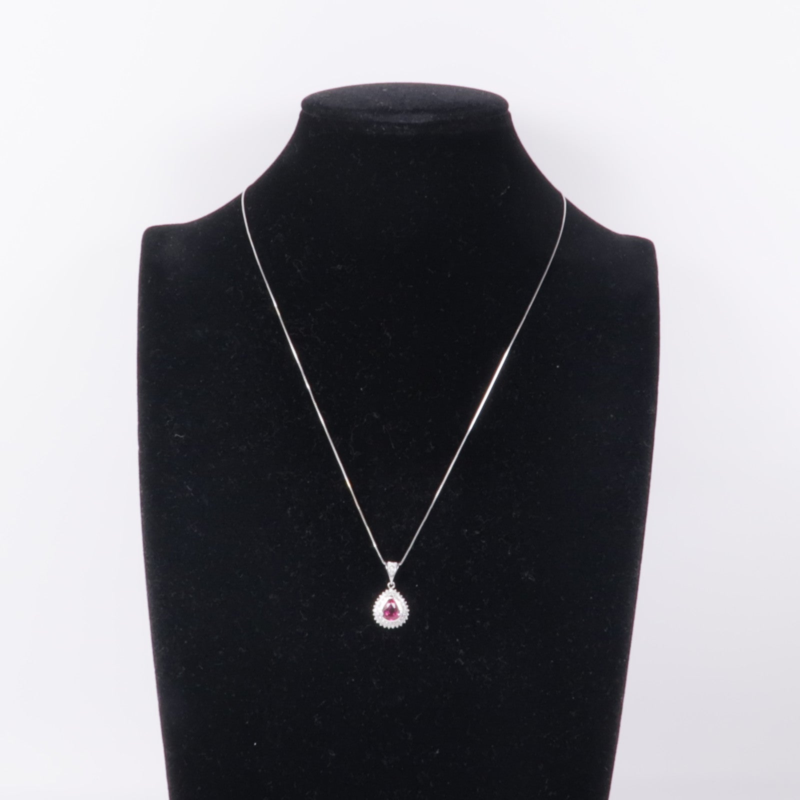 JEWELRY 【激減優惠】PT900鉑金Tourmaline/Diamond Necklace電氣石/鑽石項鍊