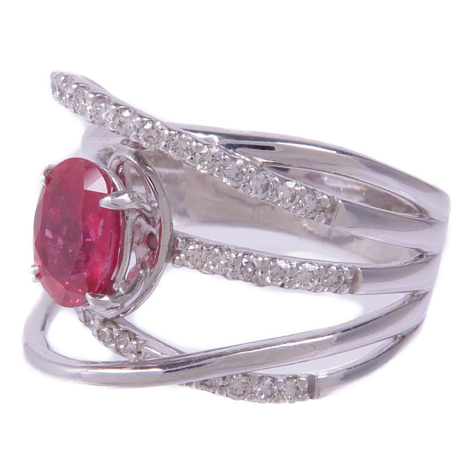 JEWELRY 18K白金Ruby Diamond Ring紅寶石/鑽石戒指US#7.5