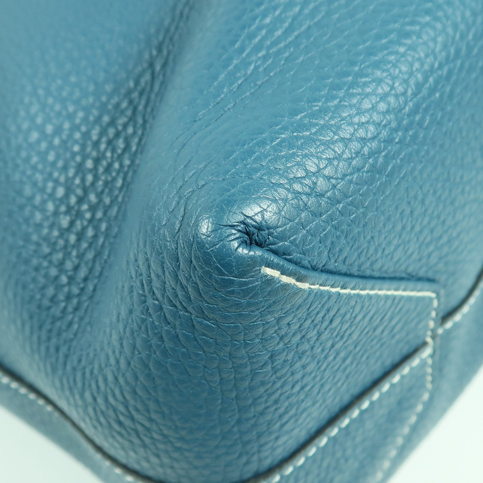 HERMES Double Sens 35 Shoulder Bag Clemence Leather Blue