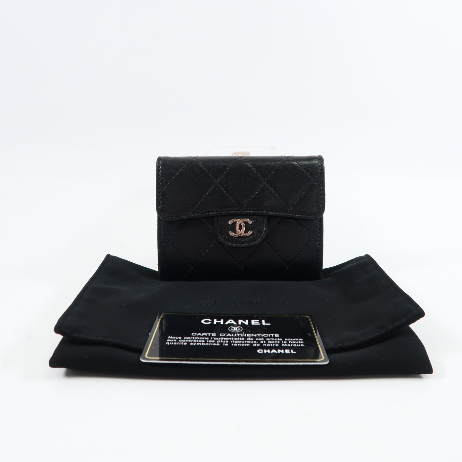 CHANEL 羊皮皮革Card case銀扣卡片套
