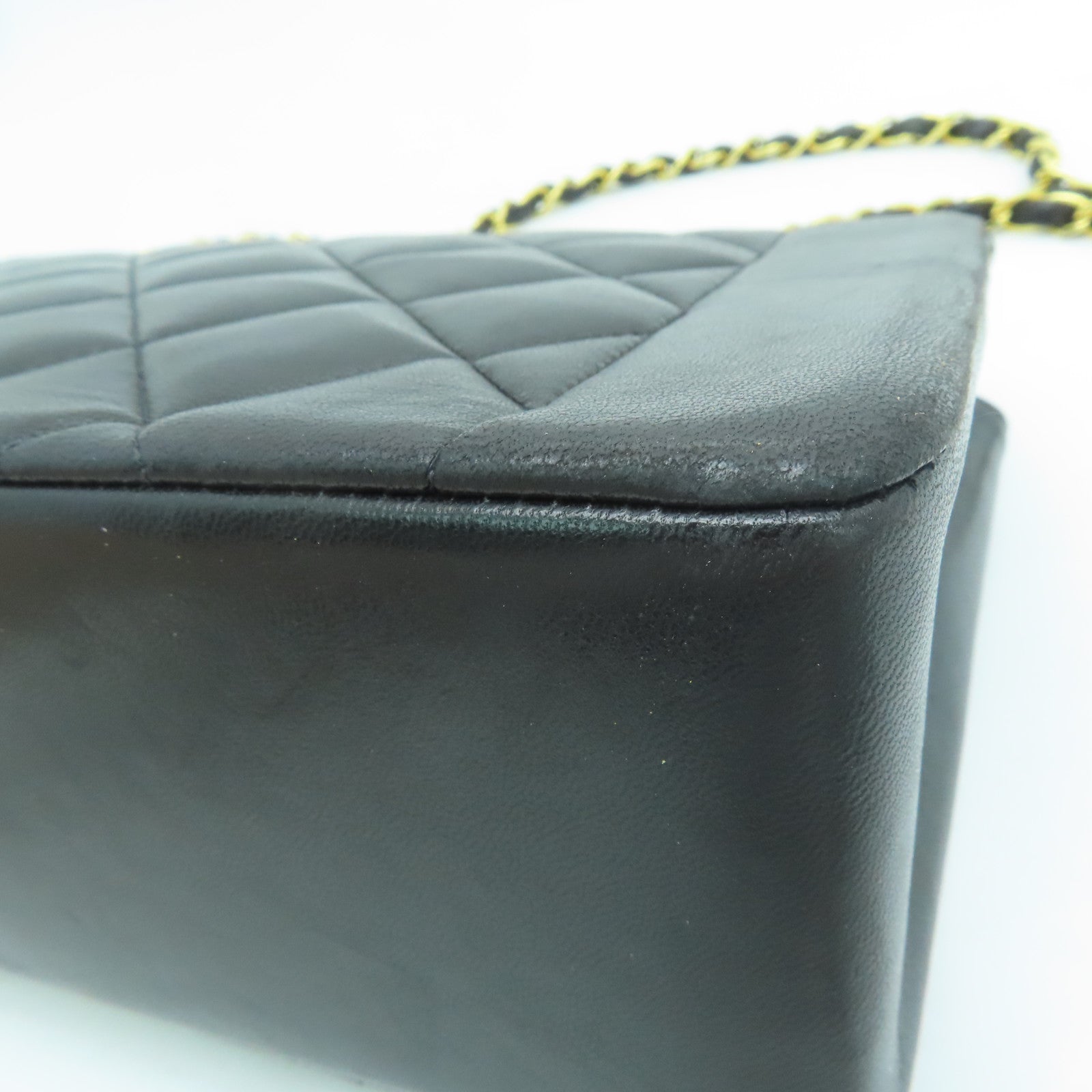 CHANEL 【激減優惠】菱格羊皮皮革Diana Chain Shoulder金扣鏈帶肩背袋黑色