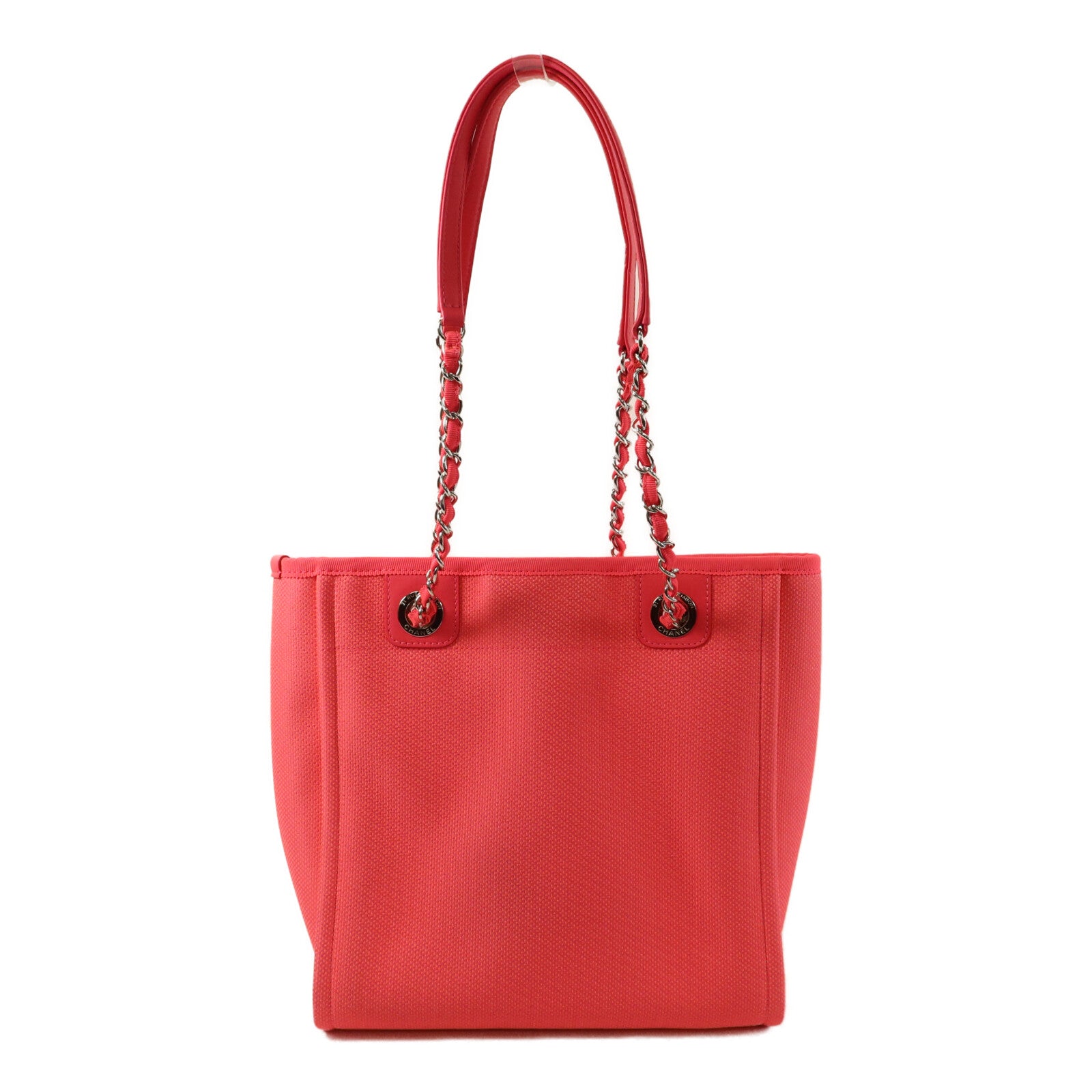CHANEL 帆布Deauville PM Tote Bag鏈帶肩背袋