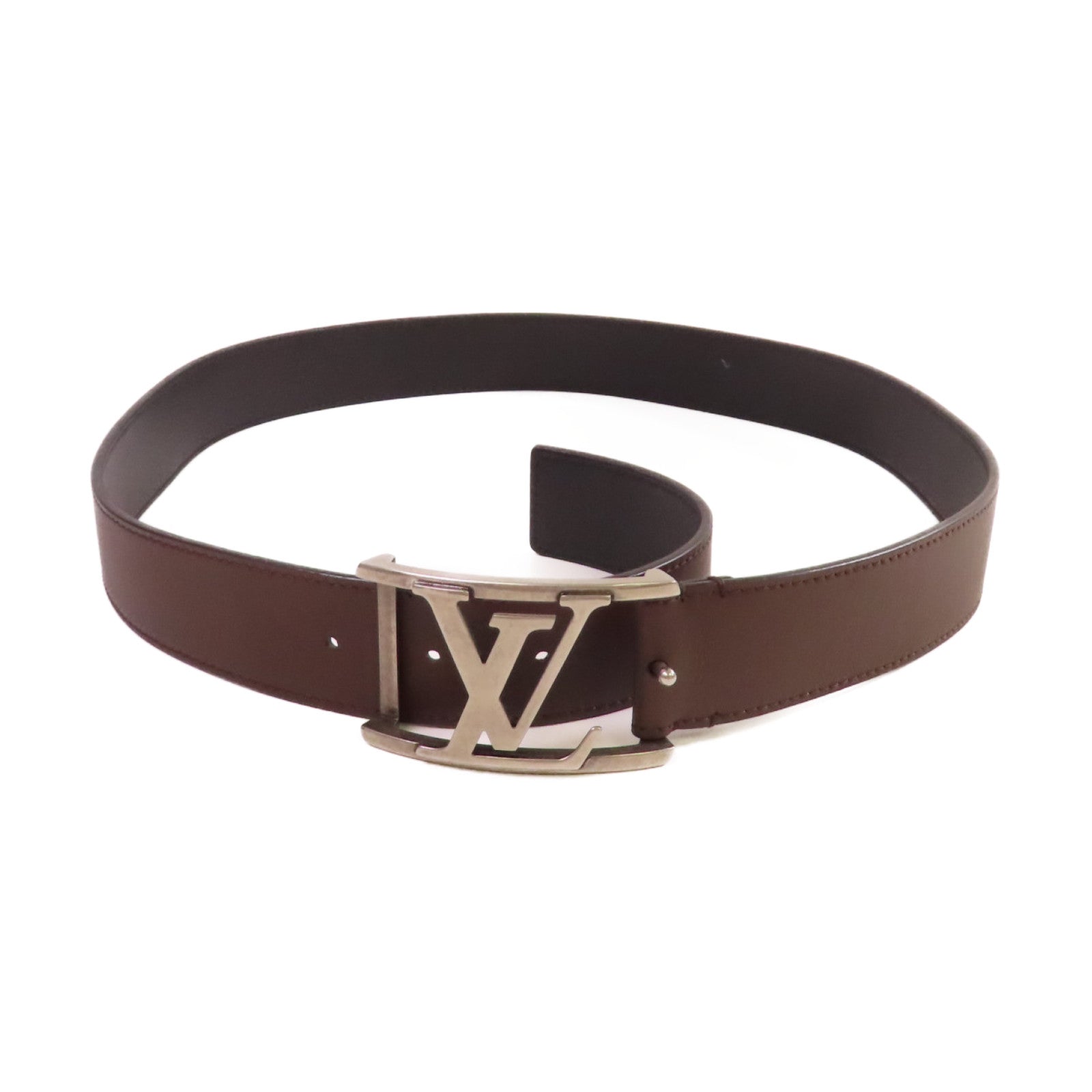 LOUIS VUITTON 【激減優惠】皮革Leather Belt銀扣皮帶啡色/黑色