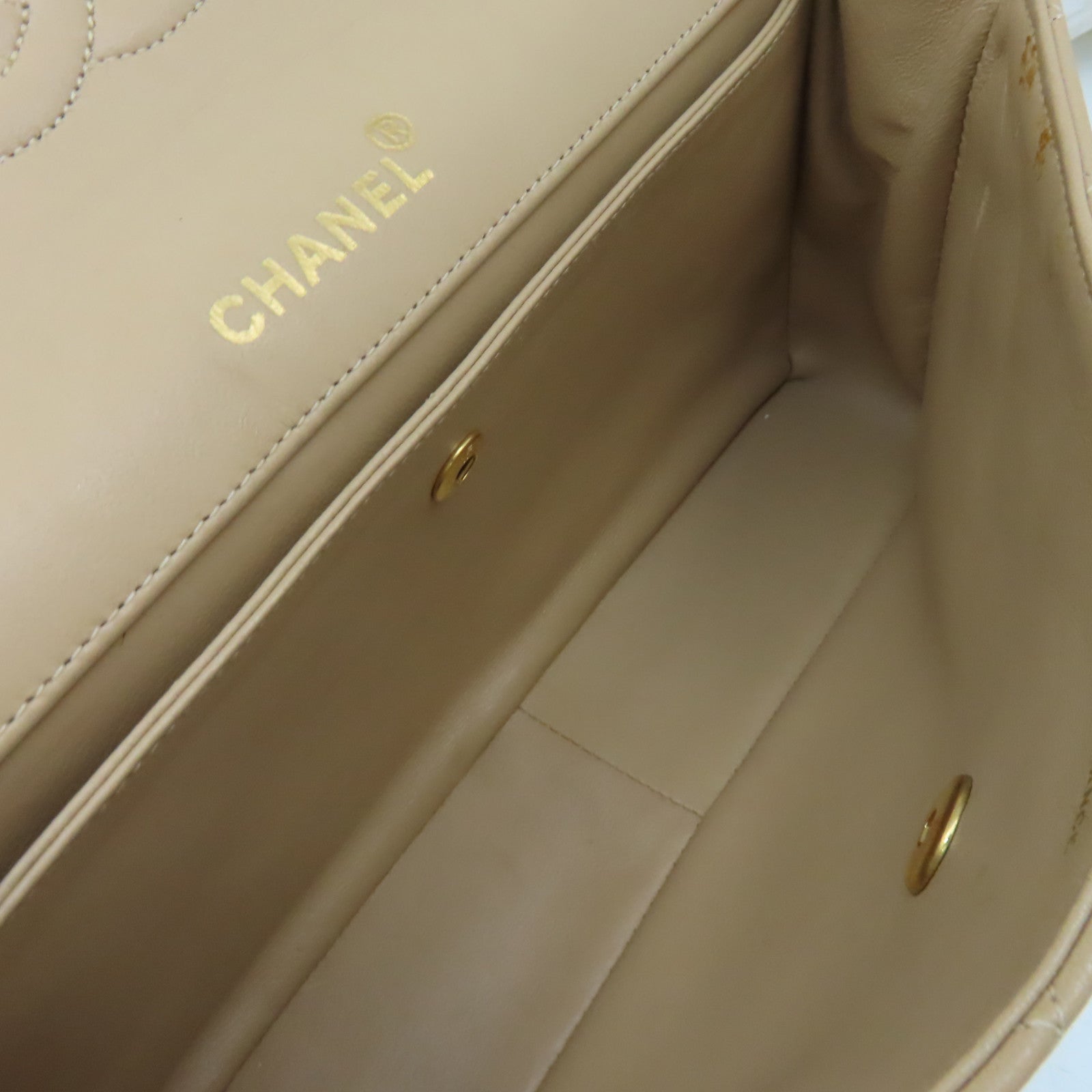 CHANEL 【激減優惠】菱格羊皮皮革Chain Shoulder Bag金扣鏈帶肩背袋杏色