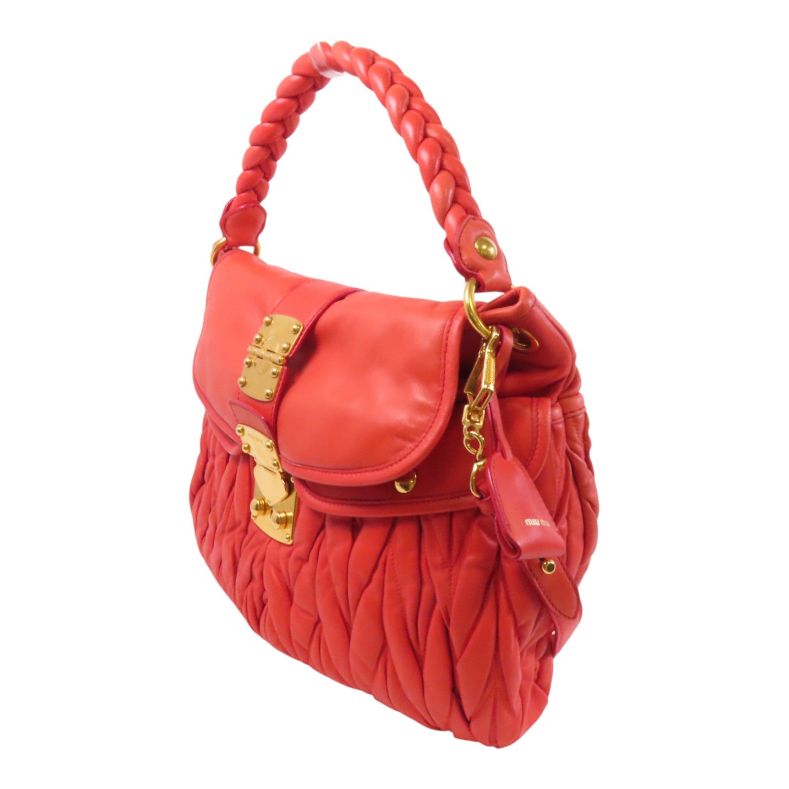 Miu Miu 牛皮皮革2Way Shoulder Bag金扣手挽肩背兩用袋