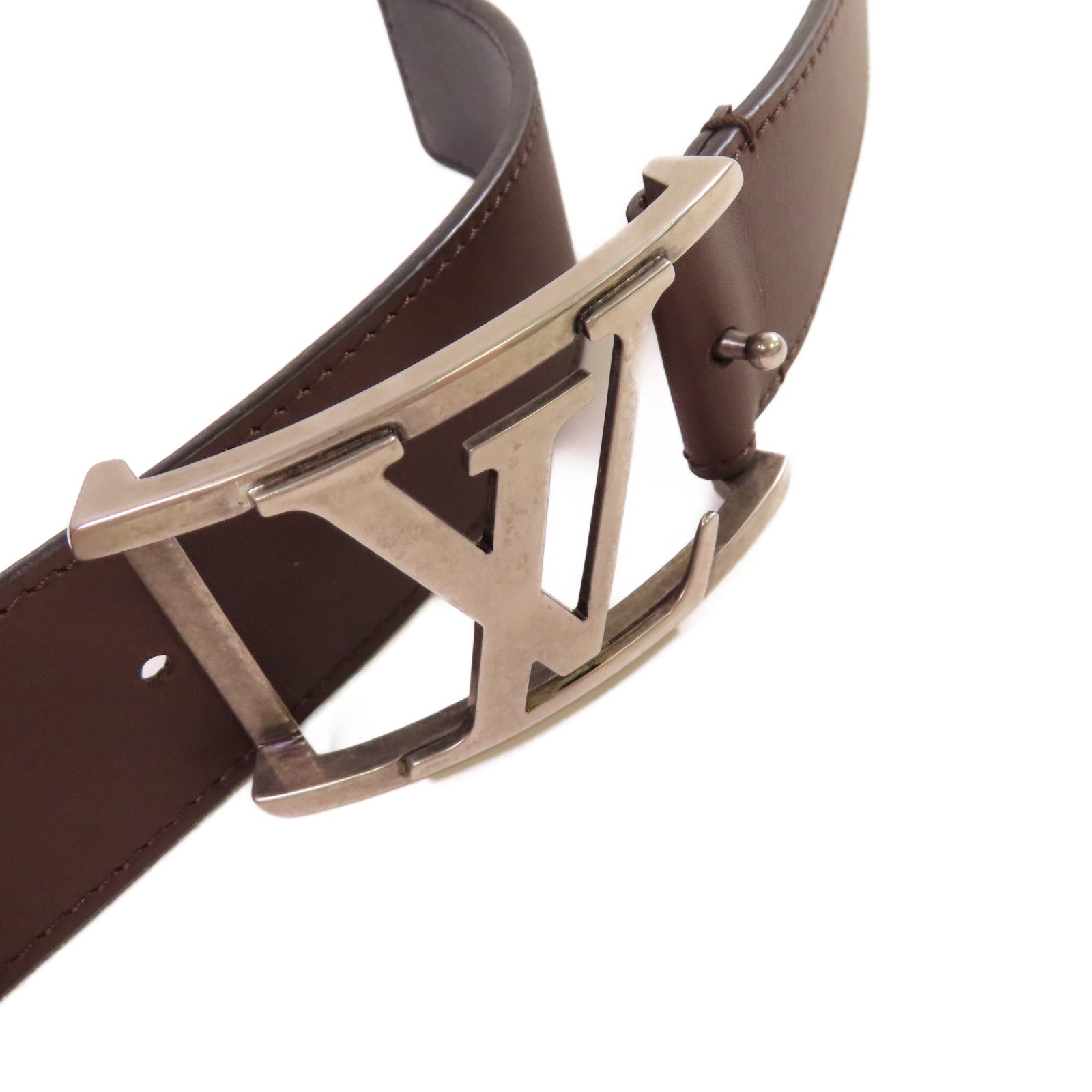 LOUIS VUITTON 【激減優惠】皮革Leather Belt銀扣皮帶啡色/黑色