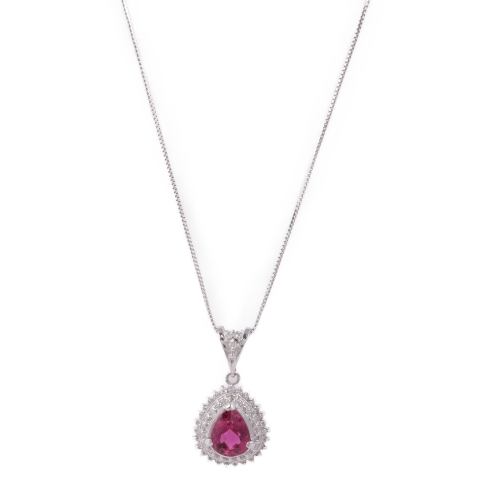 JEWELRY 【激減優惠】PT900鉑金Tourmaline/Diamond Necklace電氣石/鑽石項鍊