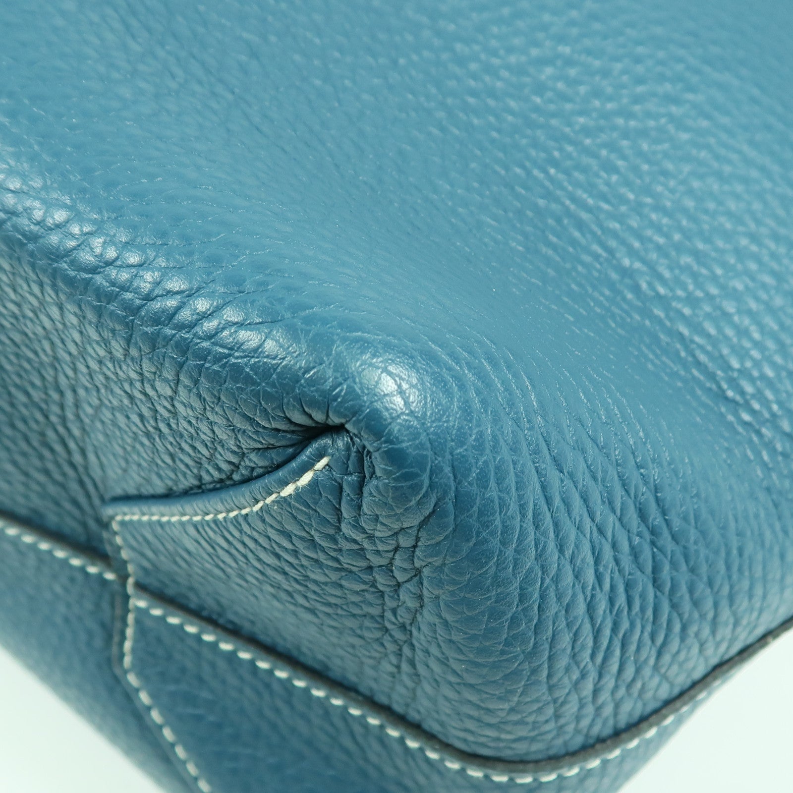 HERMES Double Sens 35 Shoulder Bag Clemence Leather Blue
