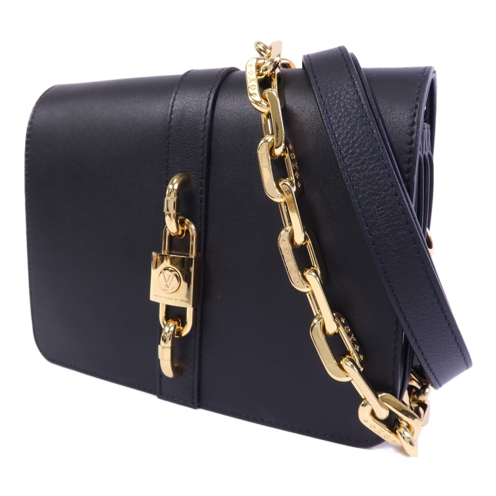 LOUIS VUITTON 牛皮皮革Rendez-Vous金扣鏈帶肩背袋