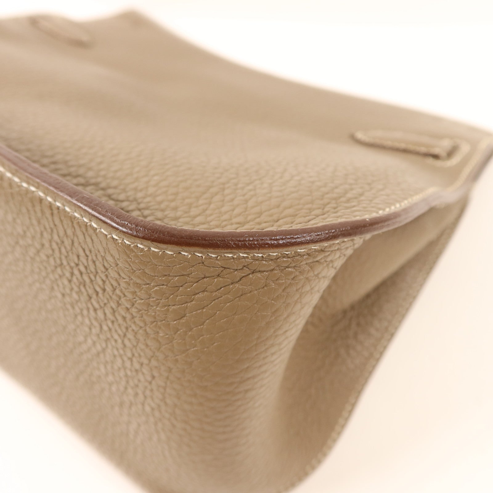 HERMES Clemence皮革Jypsiere 28銀扣肩背袋Etoupe