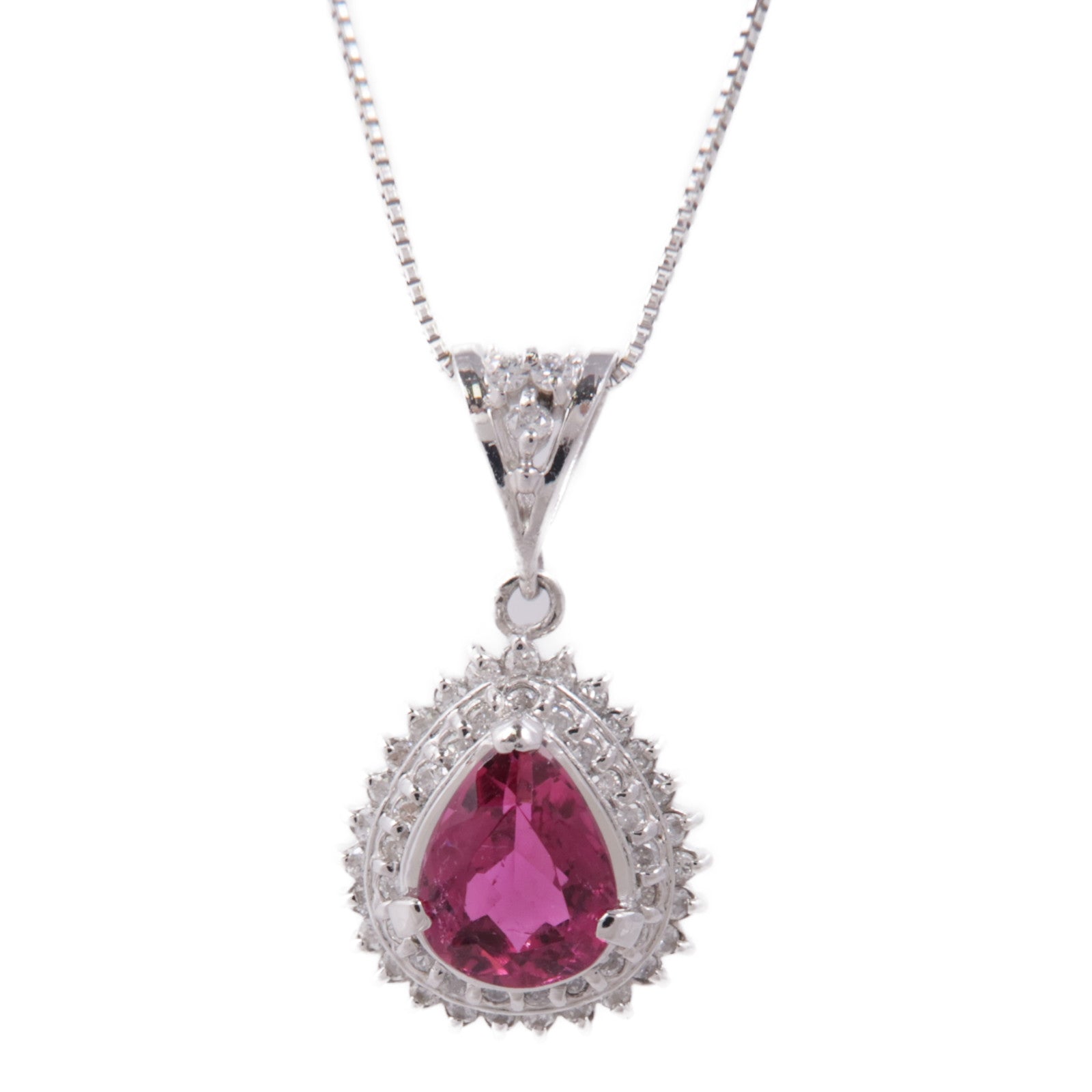 JEWELRY 【激減優惠】PT900鉑金Tourmaline/Diamond Necklace電氣石/鑽石項鍊