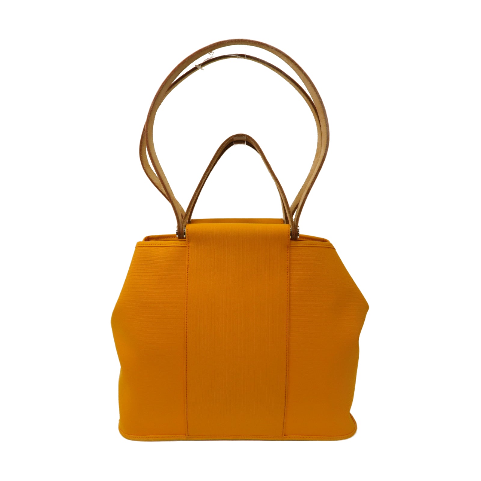 HERMES 【激減優惠】帆布Cabag 2 Way Shoulder Bag銀扣手挽肩背兩用袋黃色