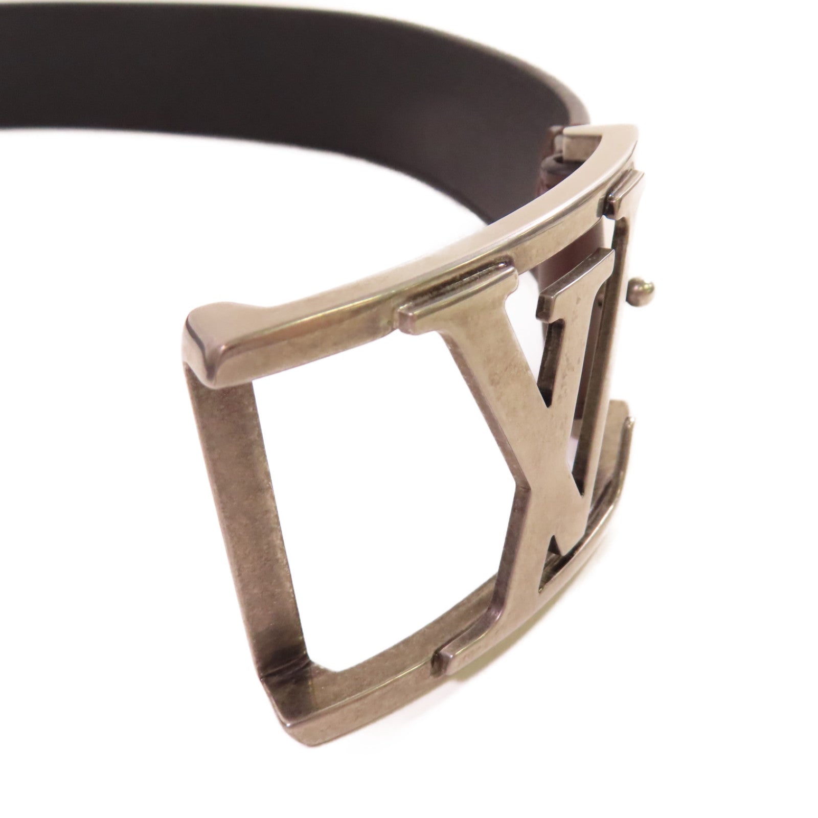 LOUIS VUITTON 【激減優惠】皮革Leather Belt銀扣皮帶啡色/黑色