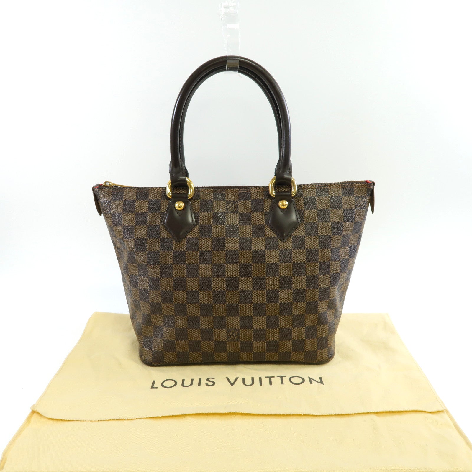 LOUIS VUITTON **【激減優惠】Damier Ebene Saleya PM金扣手挽袋啡色