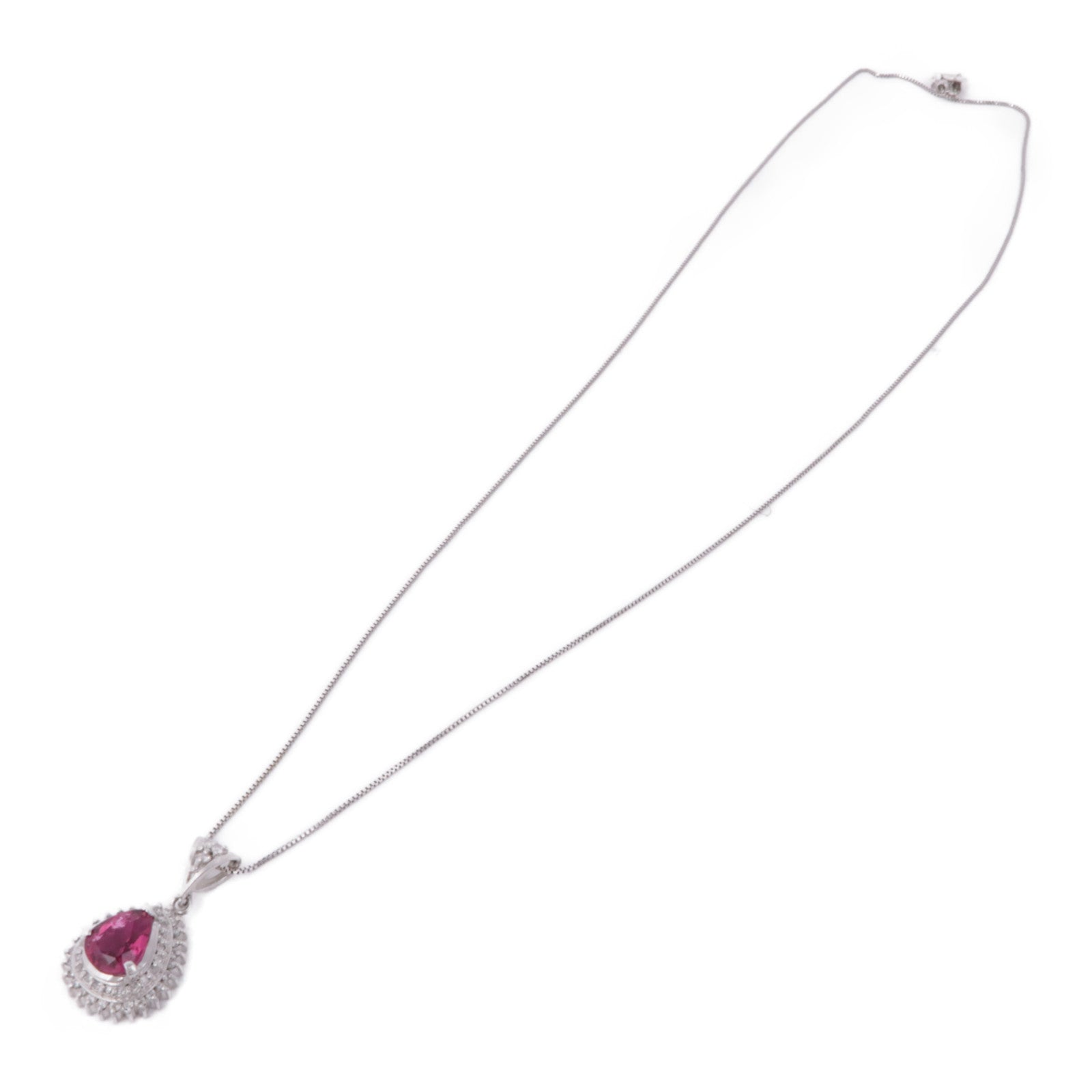 JEWELRY 【激減優惠】PT900鉑金Tourmaline/Diamond Necklace電氣石/鑽石項鍊