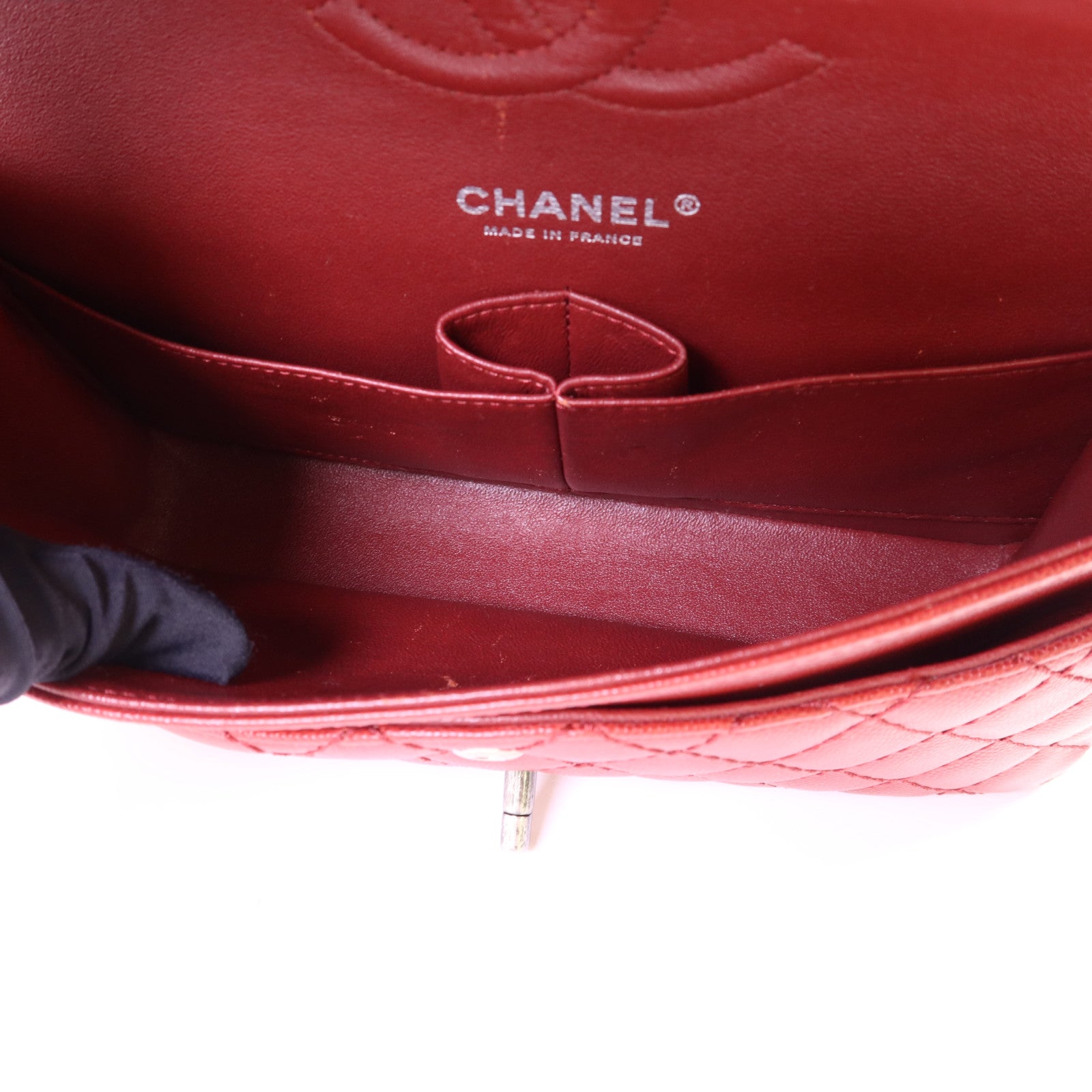 CHANEL 牛皮皮革Classic 25銀扣鏈帶肩背袋