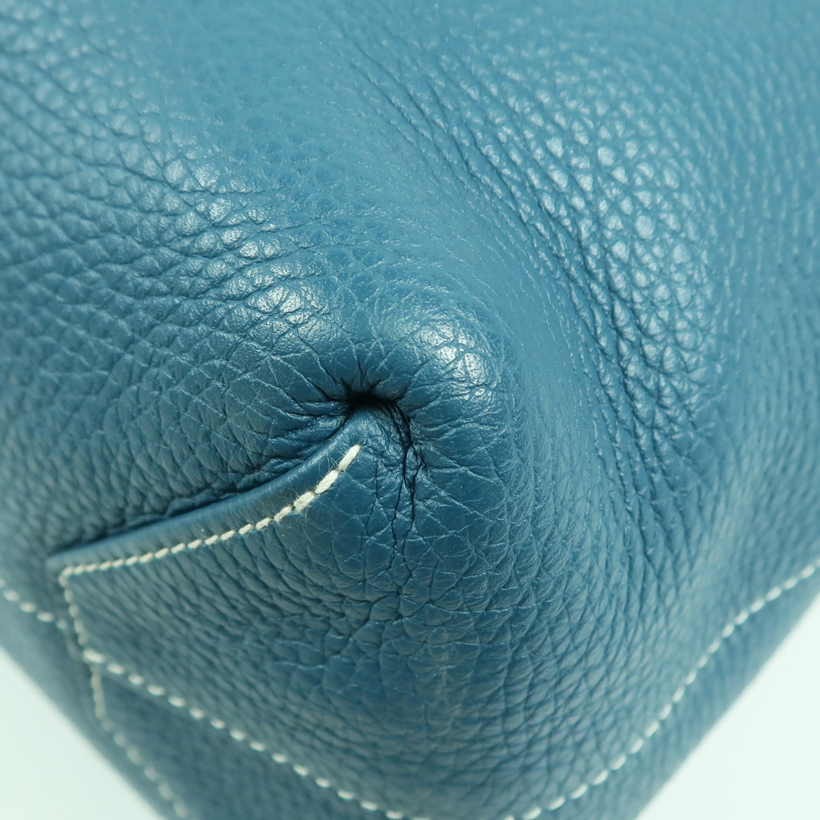 HERMES Double Sens 35 Shoulder Bag Clemence Leather Blue