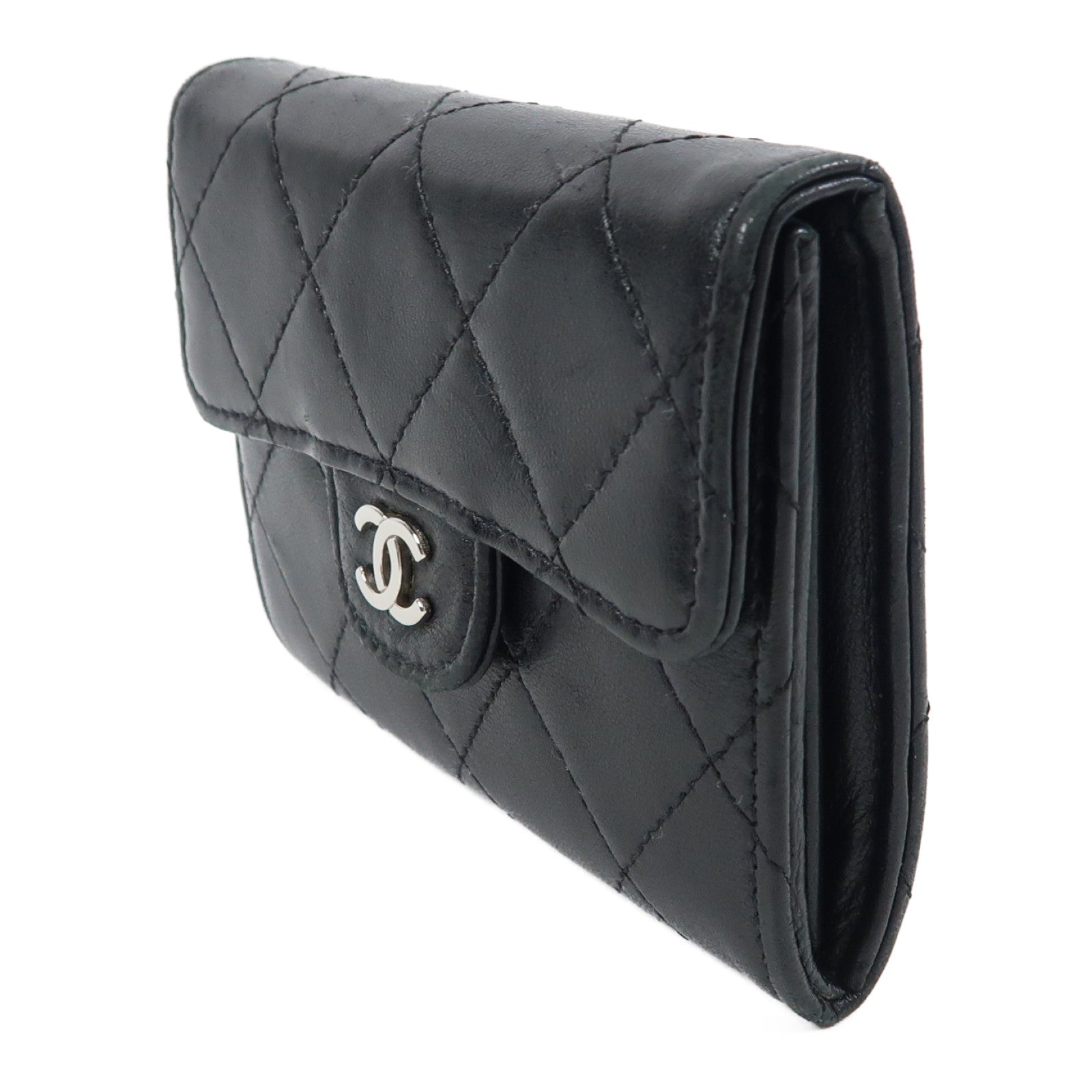 CHANEL 羊皮皮革Card case銀扣卡片套