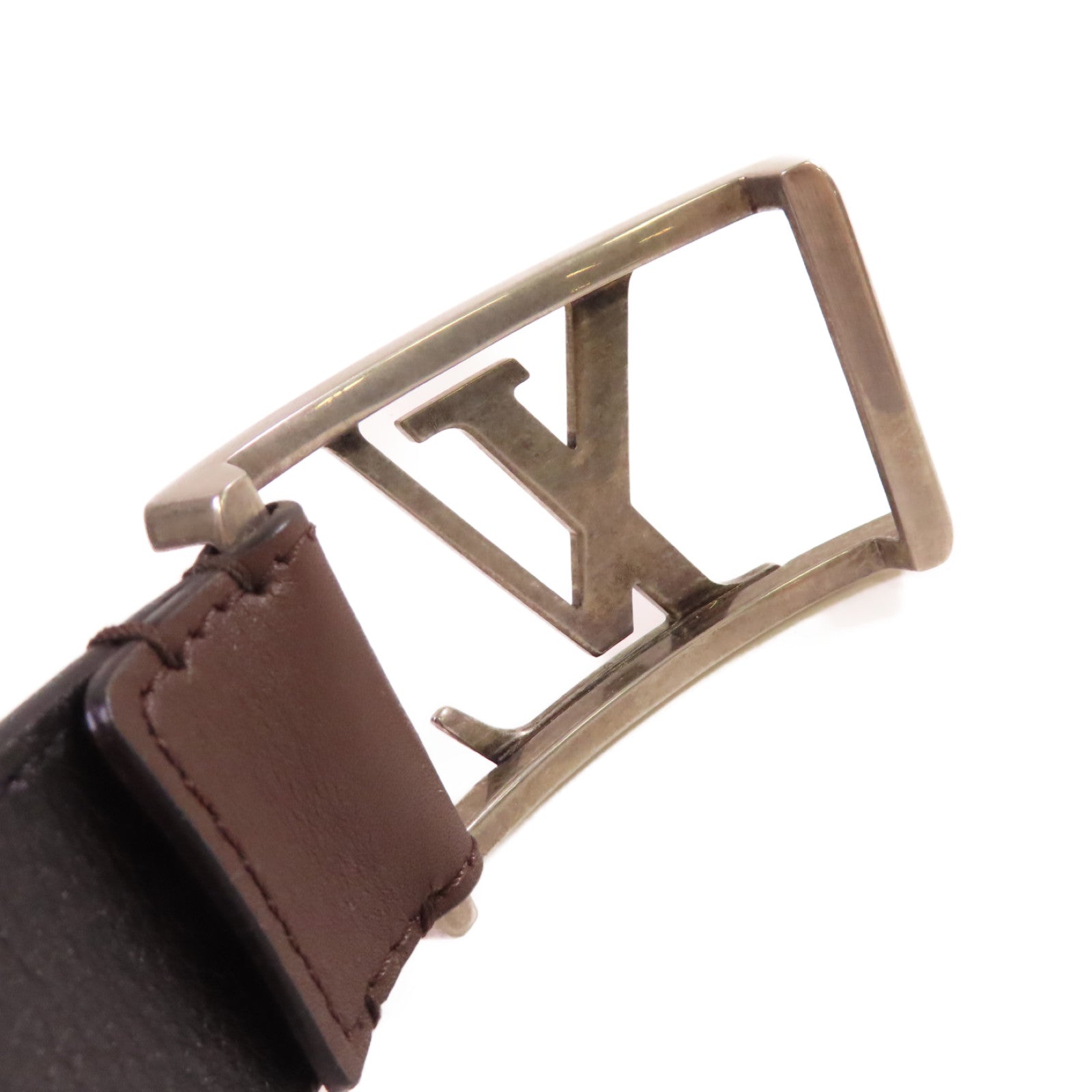 LOUIS VUITTON 【激減優惠】皮革Leather Belt銀扣皮帶啡色/黑色