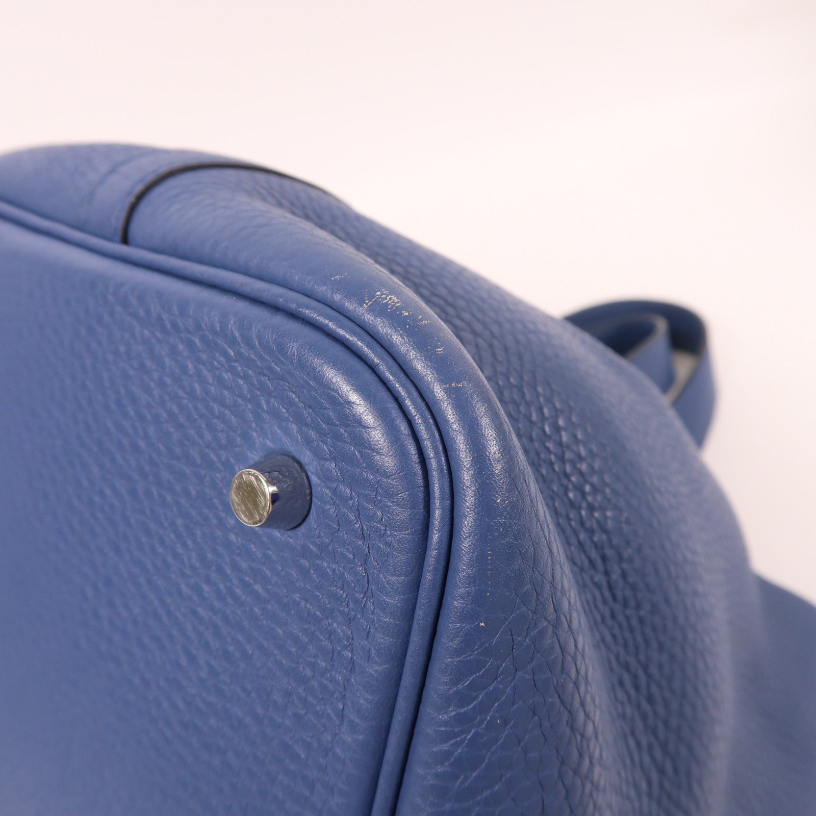 HERMES Clemence皮革Picotin MM銀扣手挽袋深海藍色