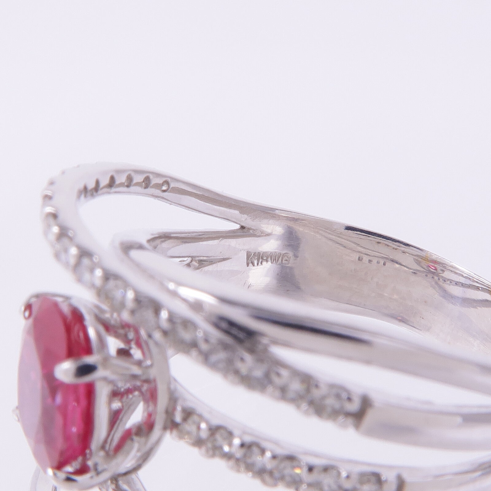 JEWELRY 18K白金Ruby Diamond Ring紅寶石/鑽石戒指US#7.5