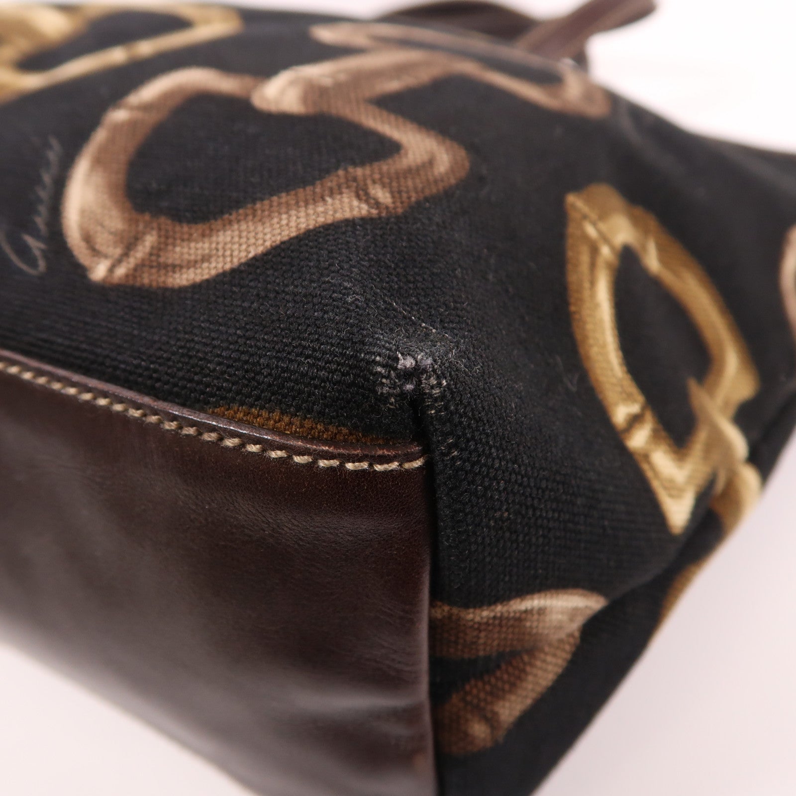 GUCCI 帆布Tote Bag金扣手挽袋